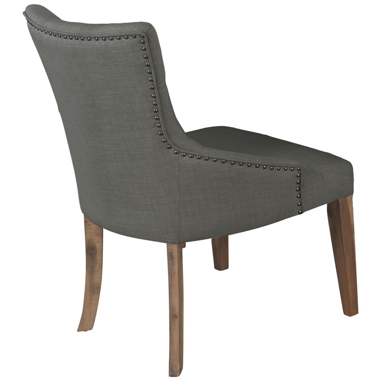 Zoey Gray Tufted Linen Dining Chairs with Oak Legs, Set of 2