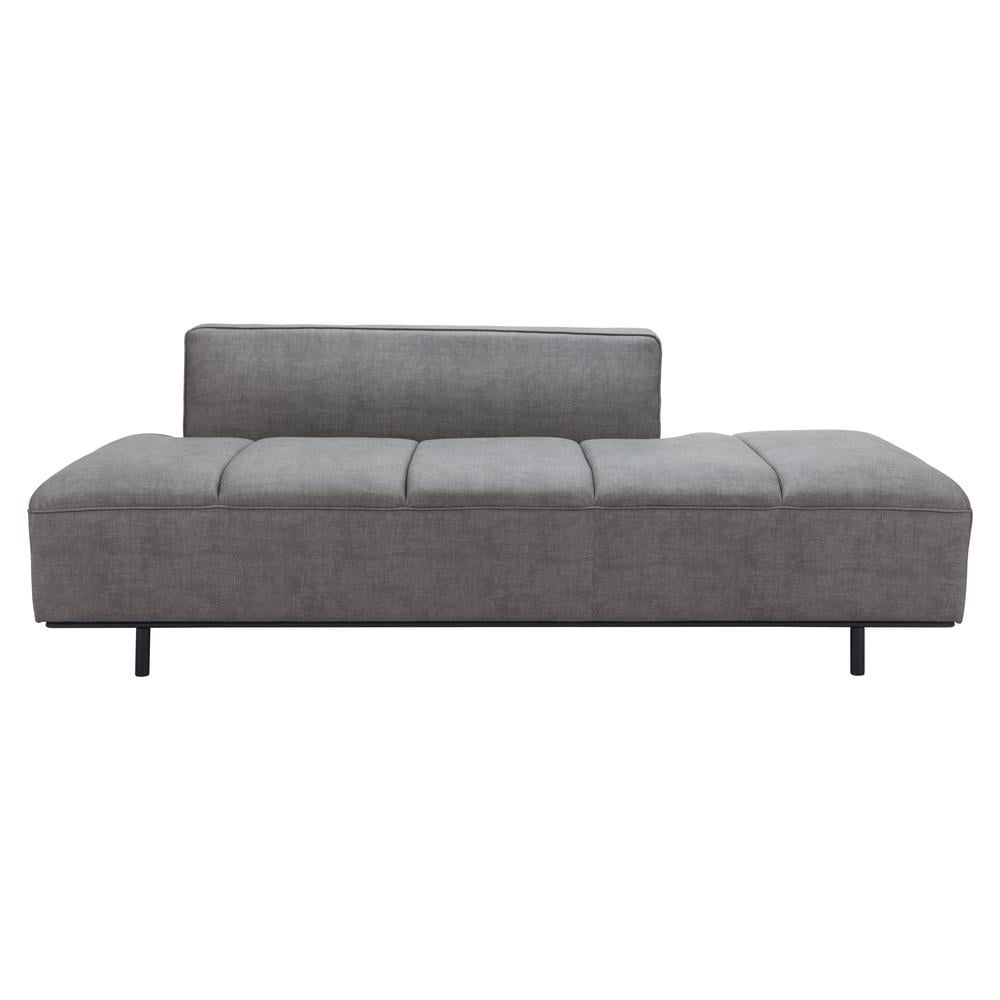 Gray Faux Leather Armless Sleeper Sofa with Metal Legs