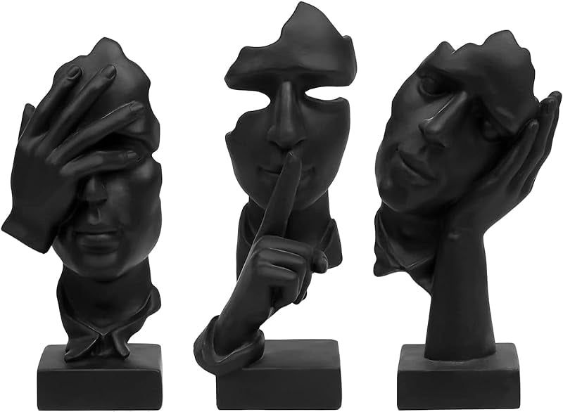 Black Resin Abstract Thinker Statue Set for Home and Office