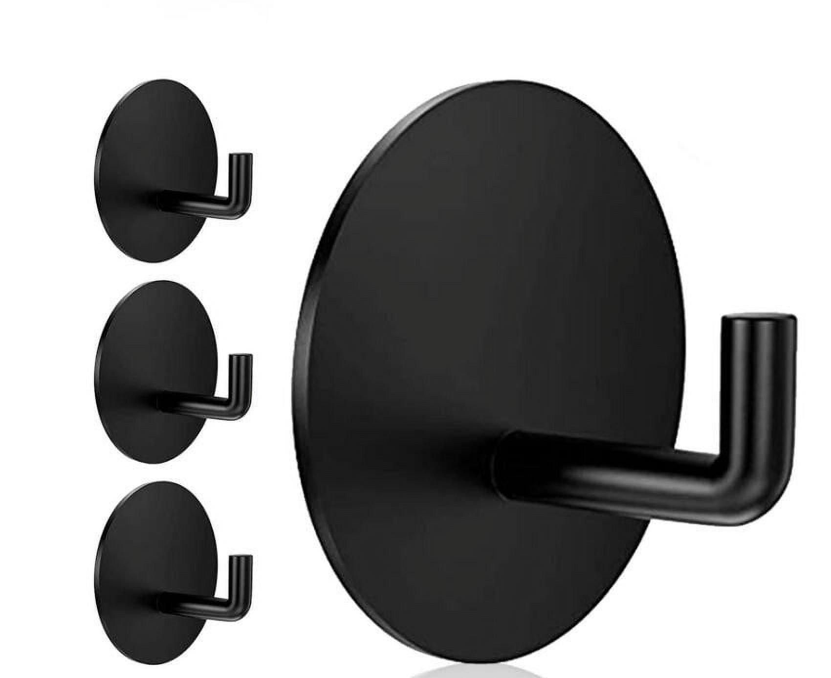 Black Stainless Steel Waterproof Adhesive Wall Hooks, Set of 4