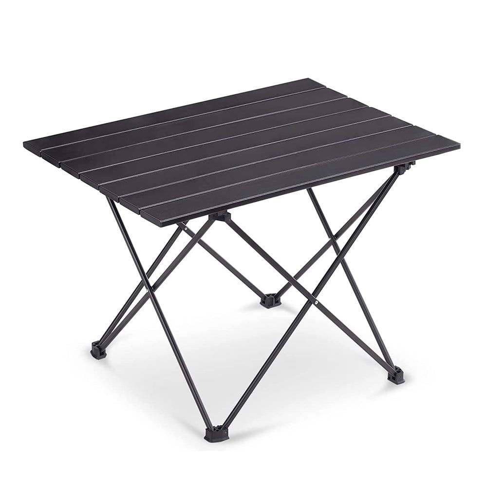 Black Aluminum Folding Camping Picnic Table with Carry Bag