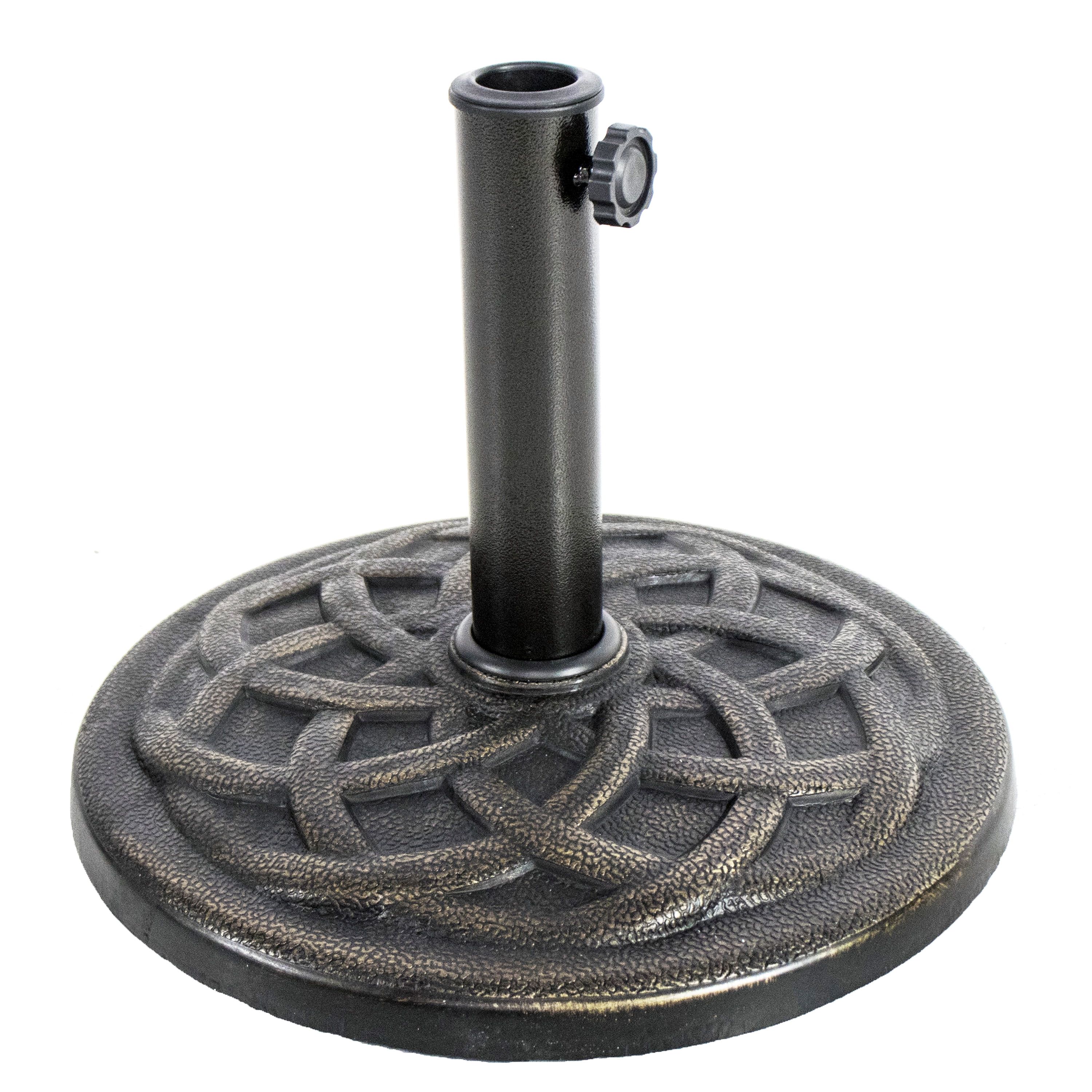 Bronze Cast Stone Outdoor Umbrella Base with Interlocking Design