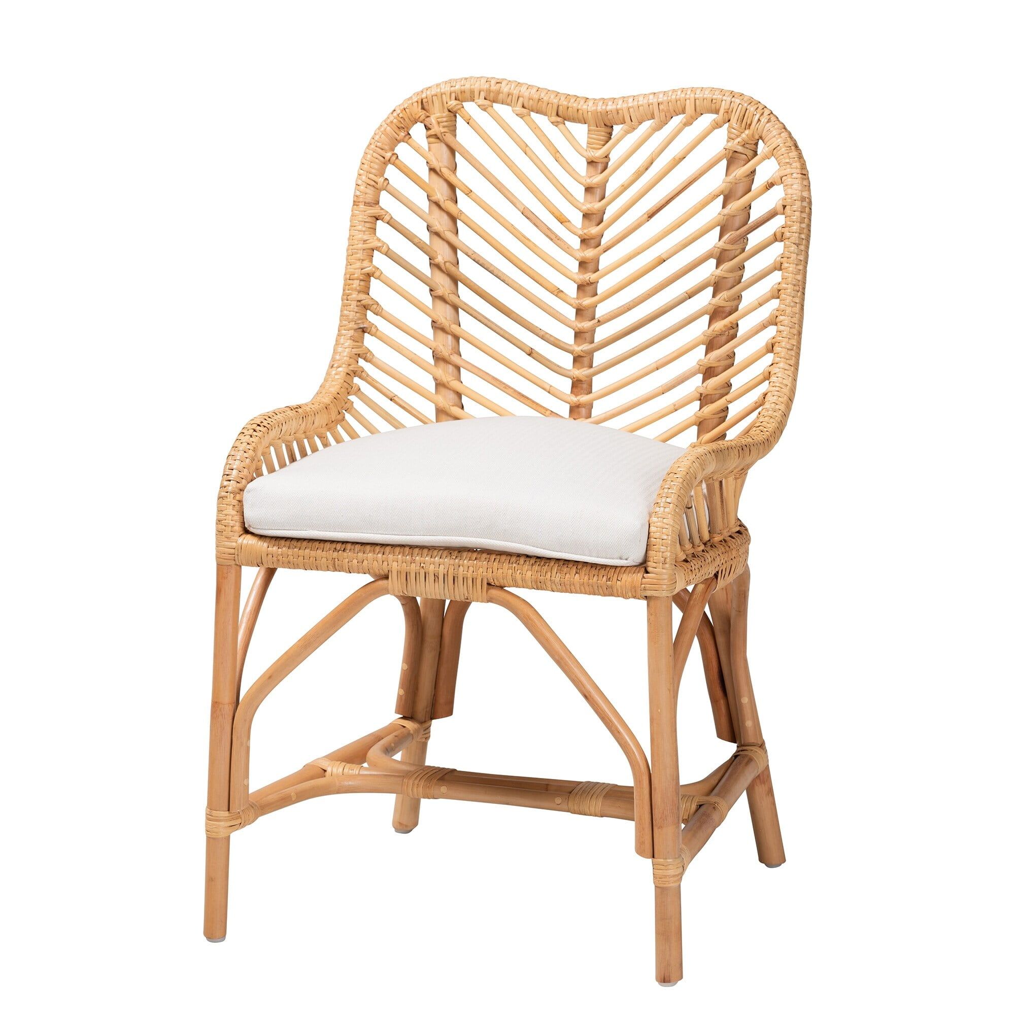 Arween Natural Brown Rattan Cross Back Dining Chair