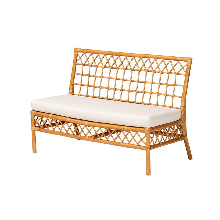 Capella Honey Rattan Bohemian Dining Bench with Cushion