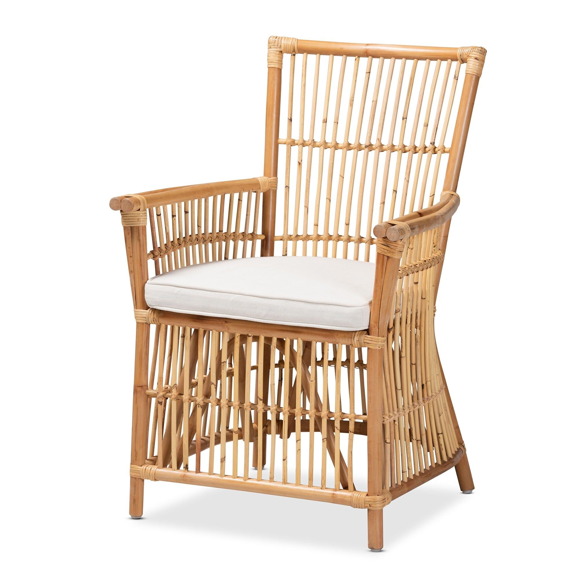 Rose Natural Rattan Armchair with White Cushion