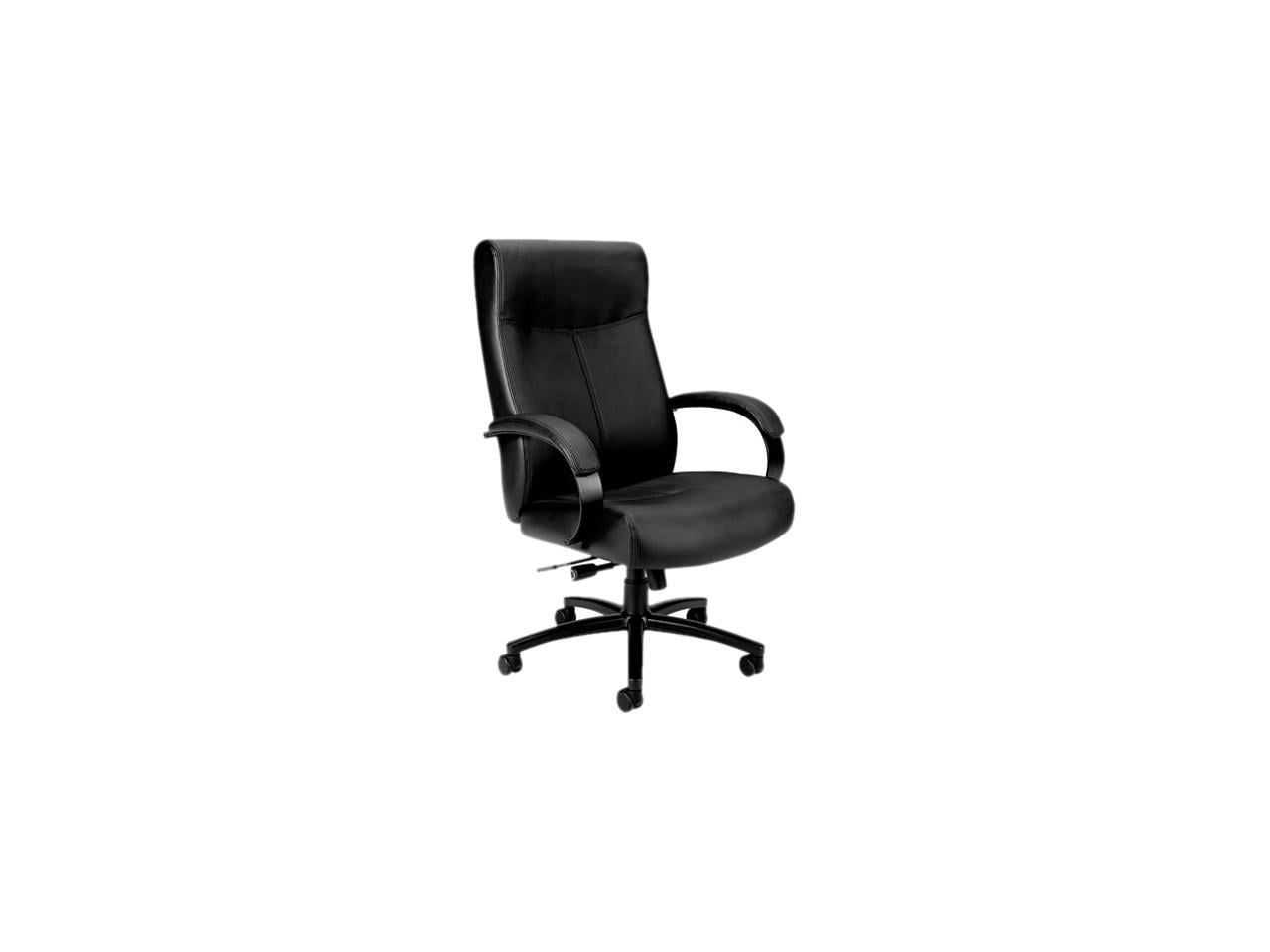 Executive High-Back Black Leather Swivel Chair with Adjustable Arms