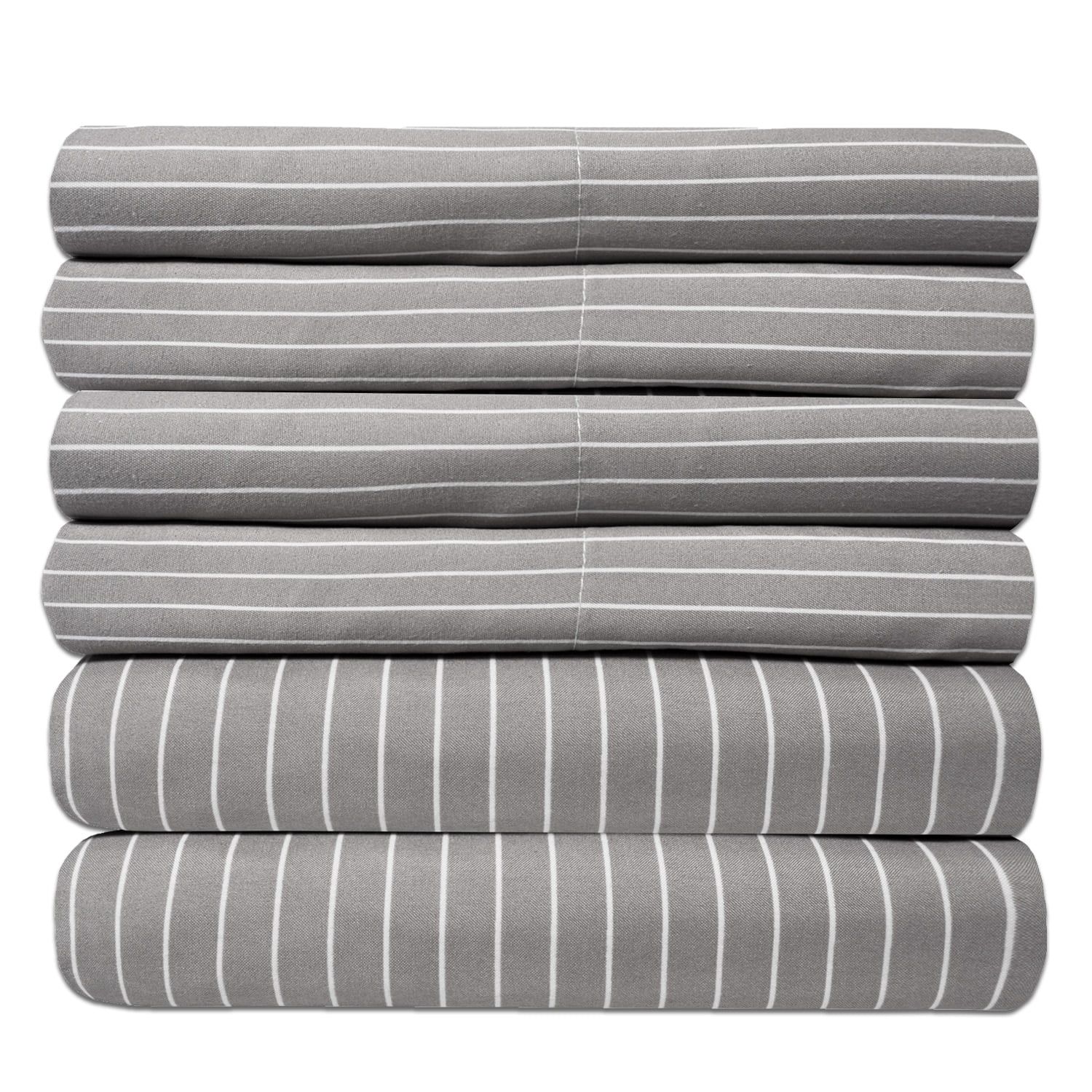 Twin Gray Pinstripe Microfiber 6-Piece Sheet Set
