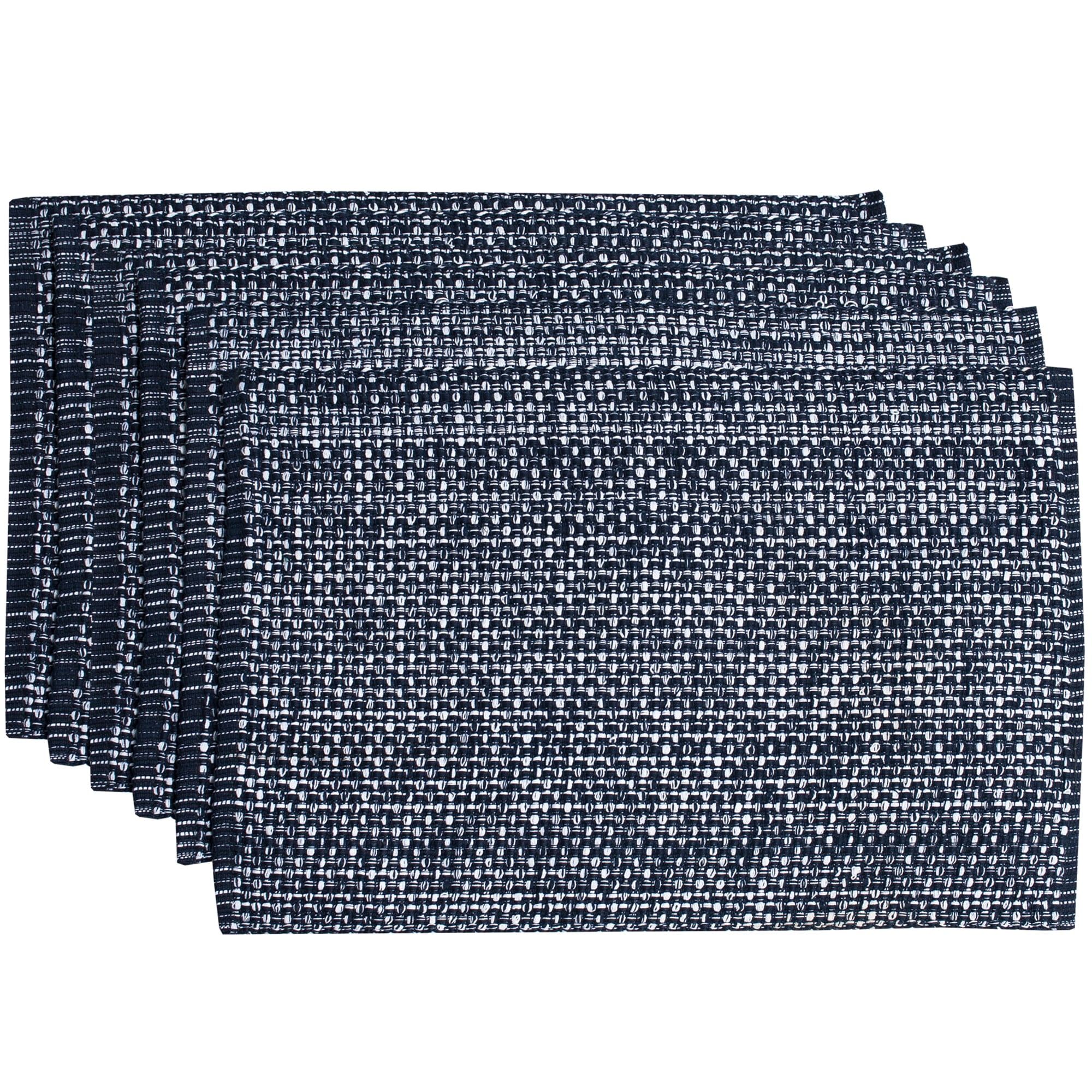 Navy and Eggshell Cotton Two-Tone Placemats Set of 6