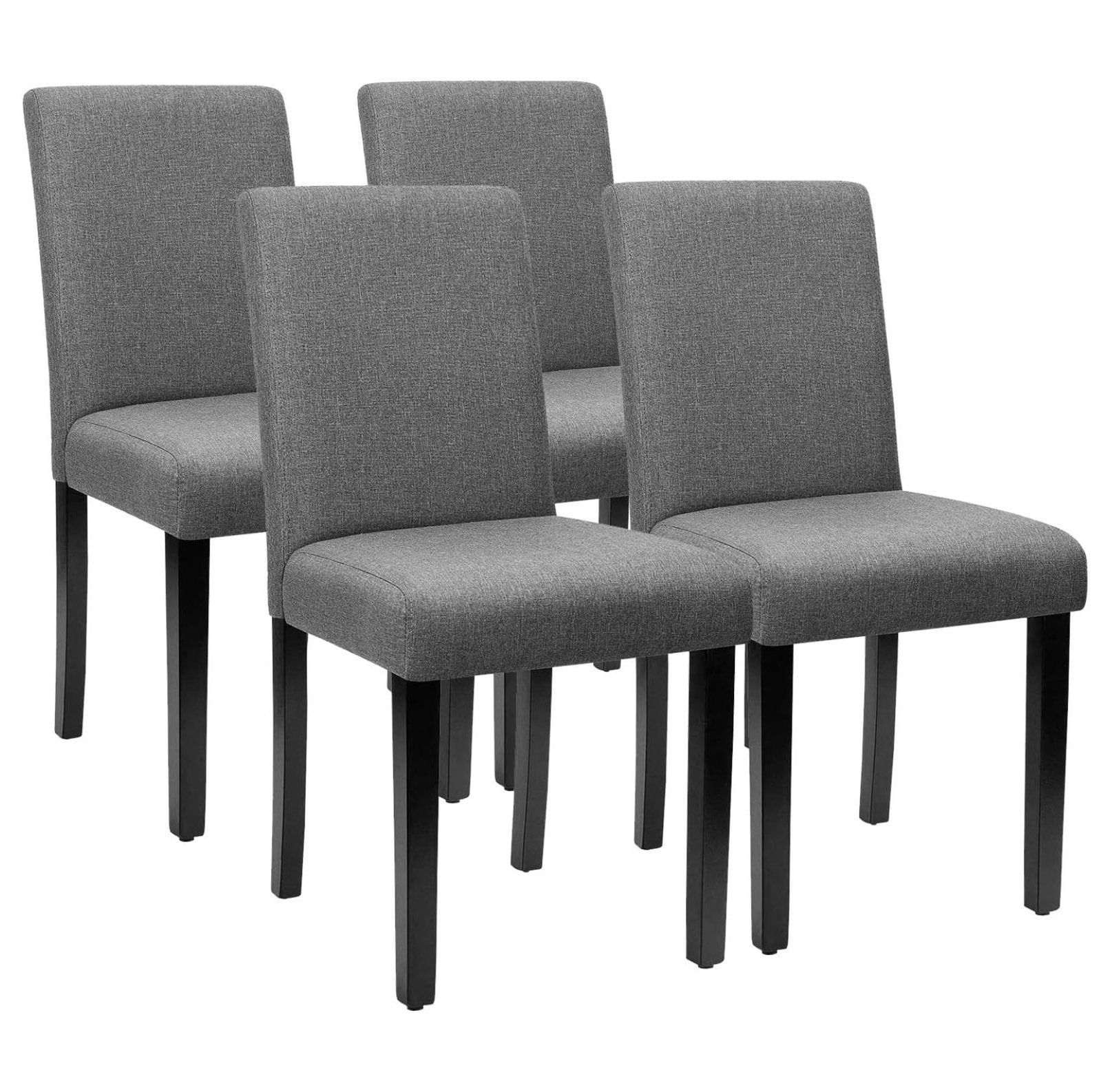 Gray Upholstered Linen High Back Parsons Side Chair Set