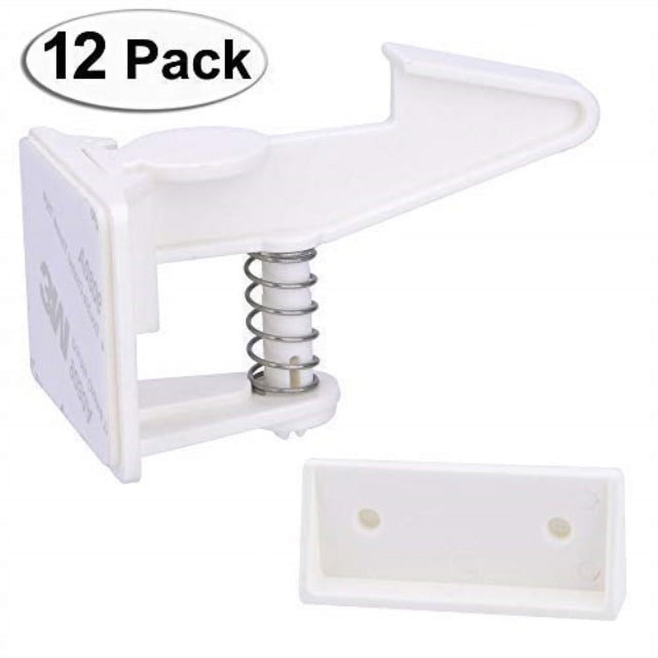 White Adhesive Baby Proofing Cabinet Locks 12-Pack