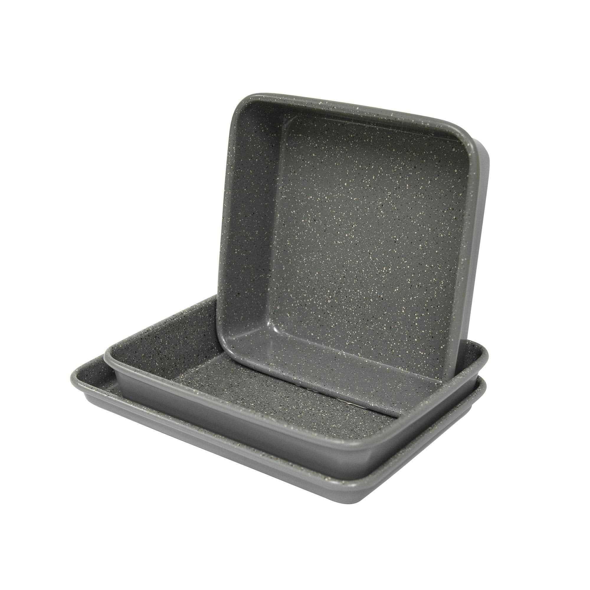 Silver Granite Ceramic Non-Stick Toaster Oven Bakeware Set