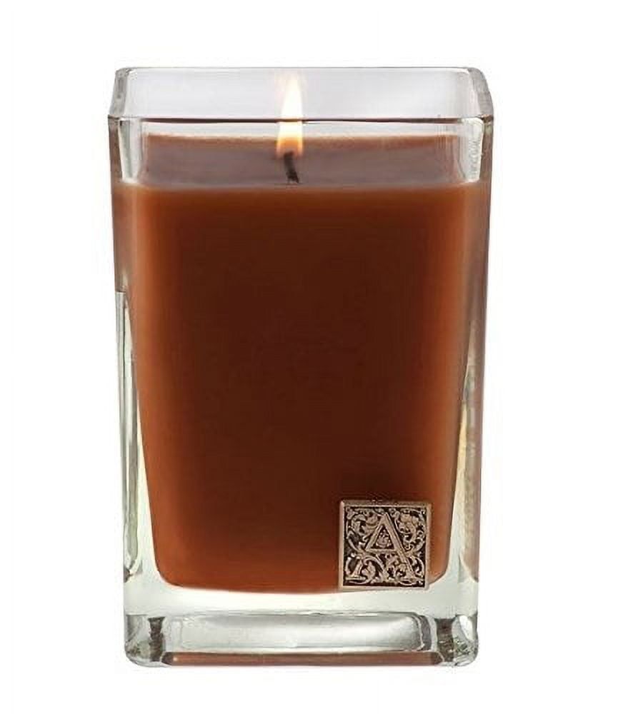 Cinnamon Spice Brown Glass Cube Scented Candle 12oz