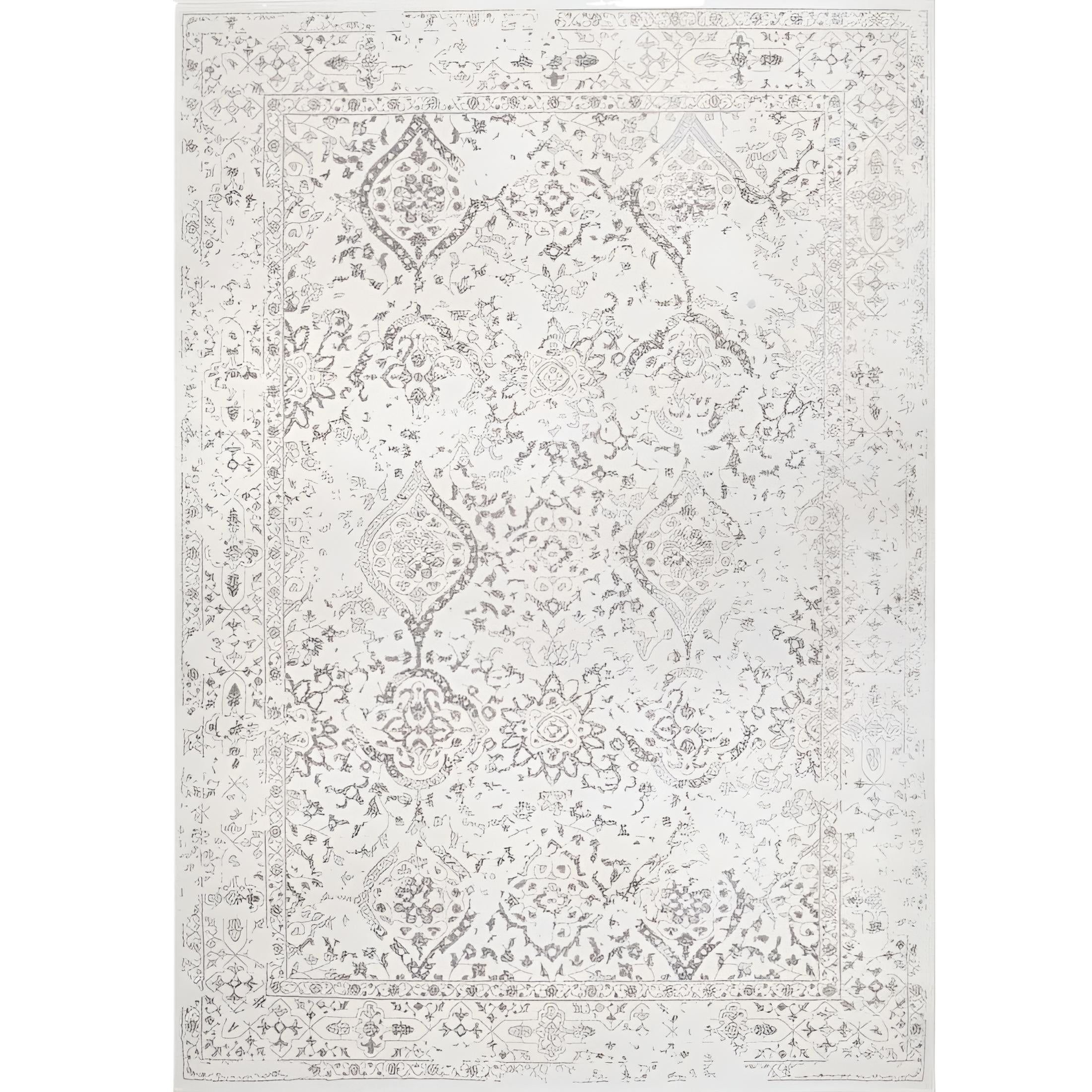 Ivory Rectangular 5' x 7' Non-slip Synthetic Boho Rug