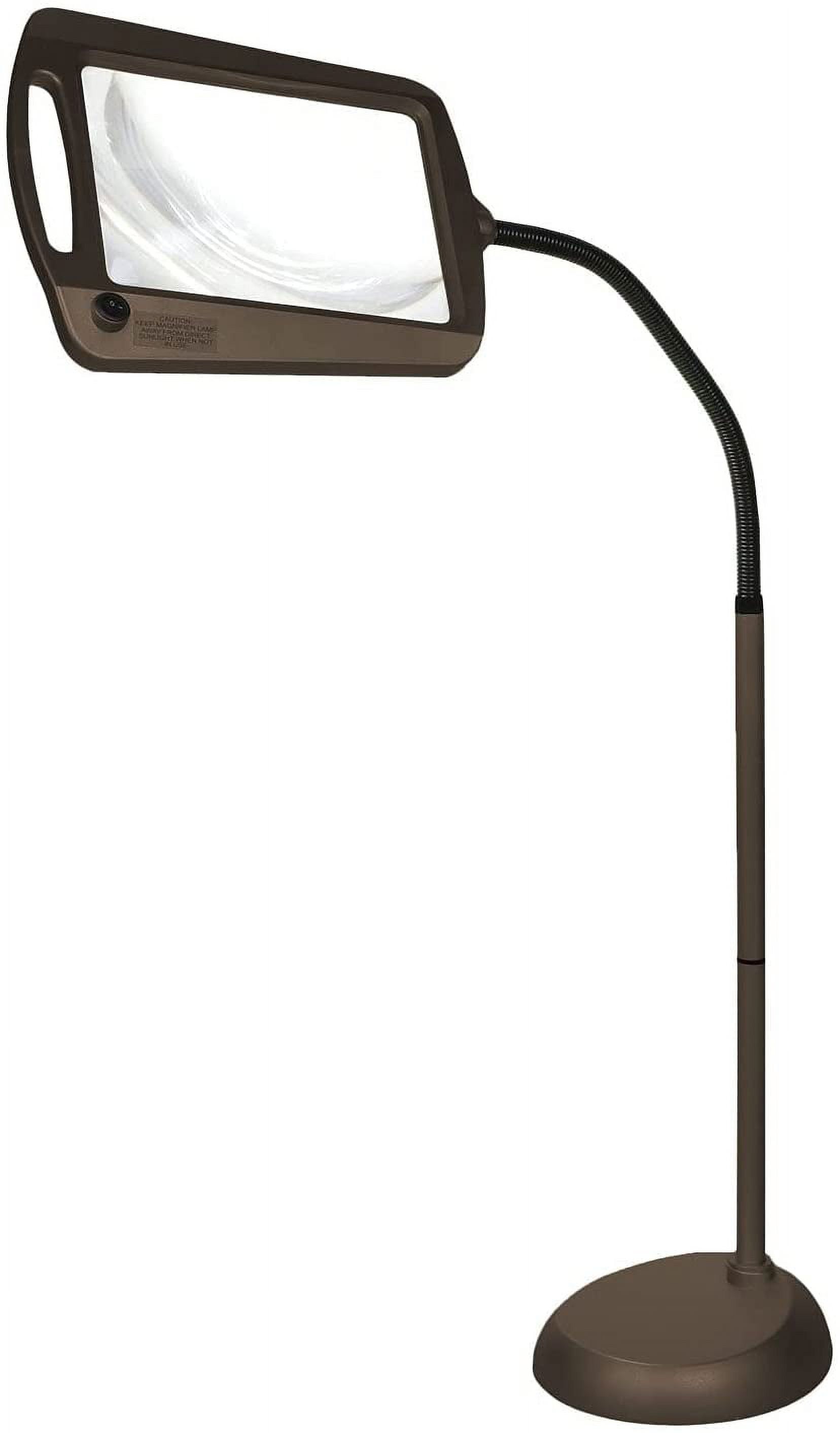 Adjustable Bronze LED Floor Lamp with Magnifier