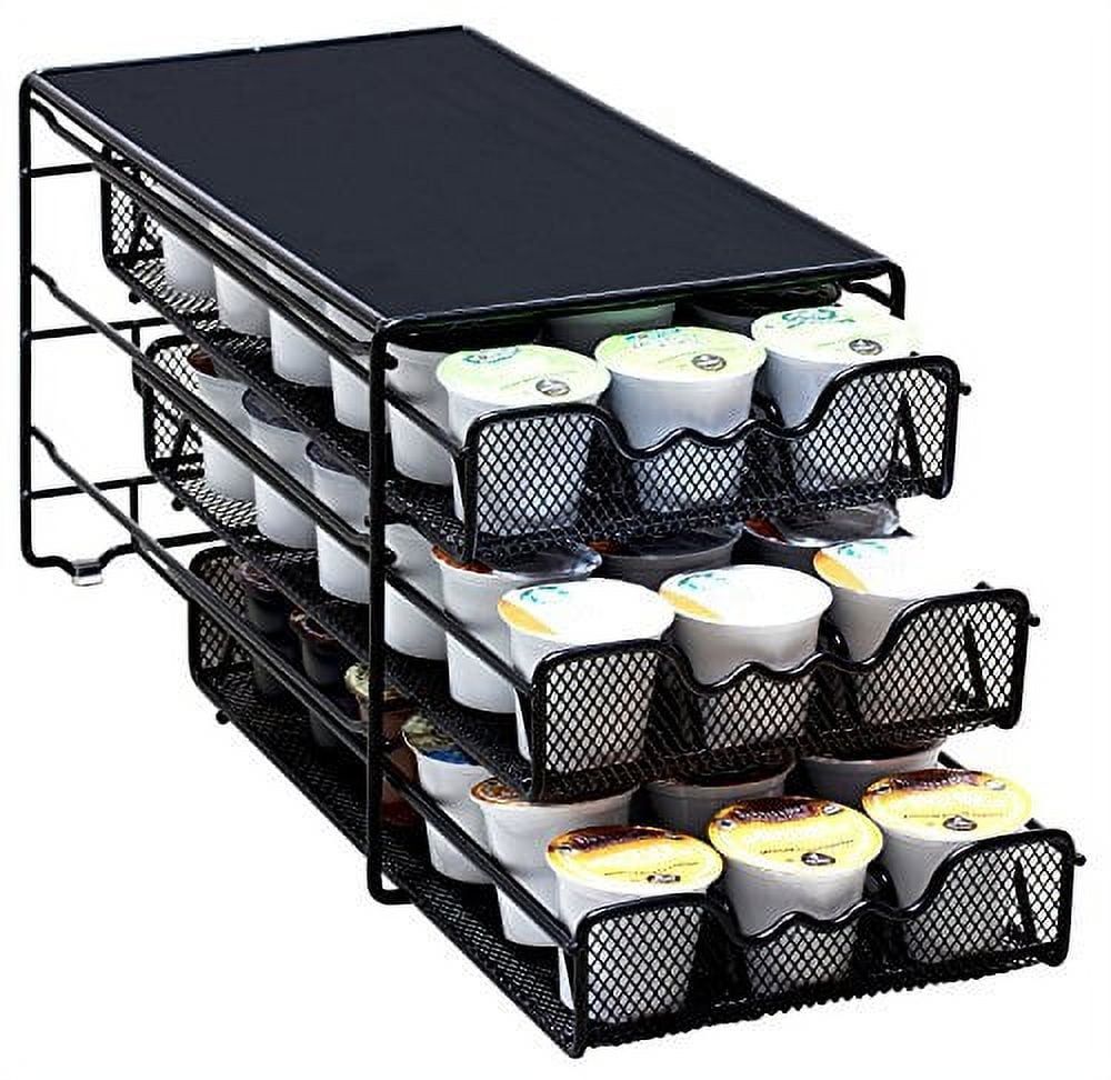 Black Metal 3-Tier Coffee Pod Storage Drawer