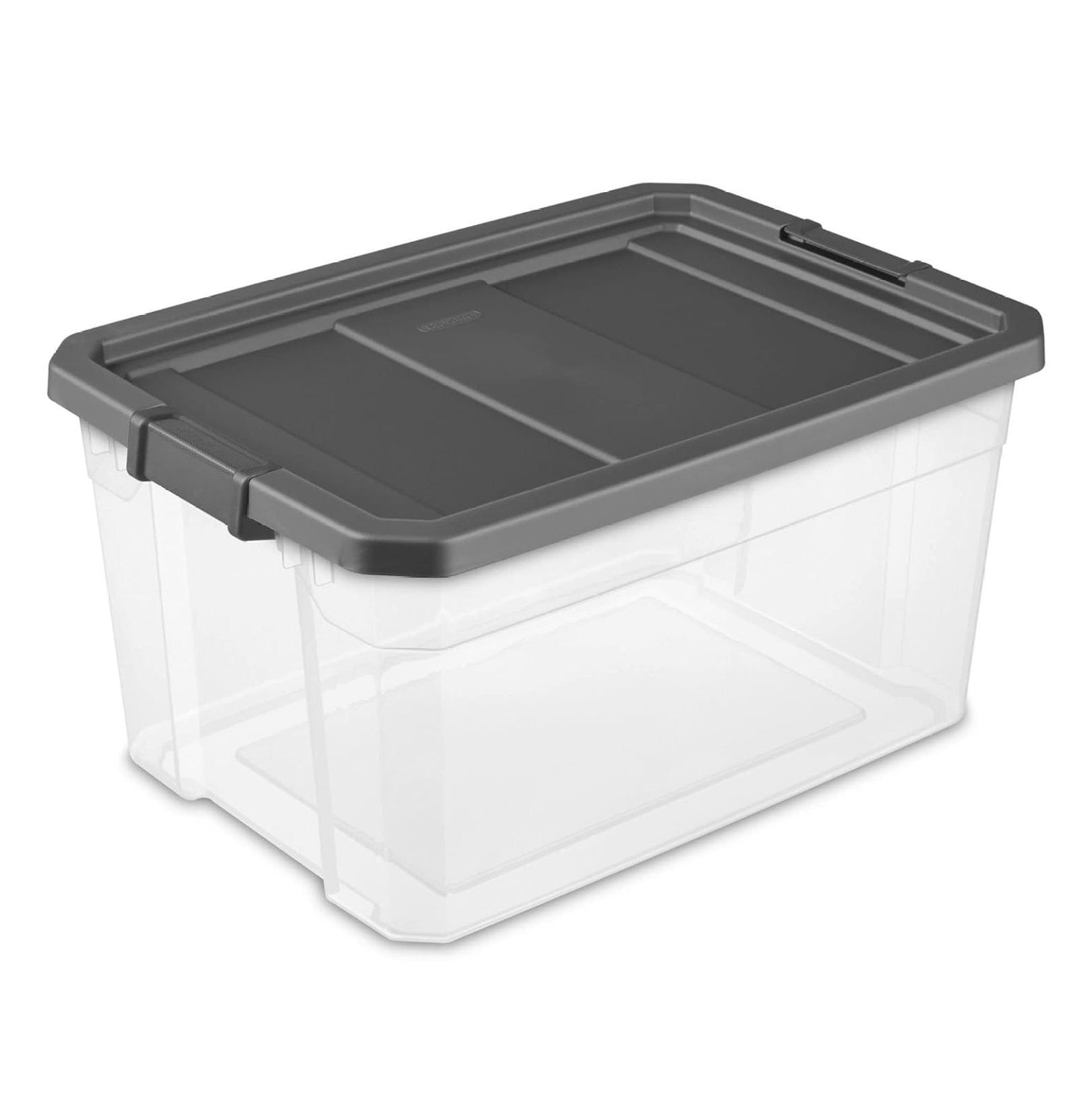 Flat Gray 76 Qt Stackable Plastic Storage Box