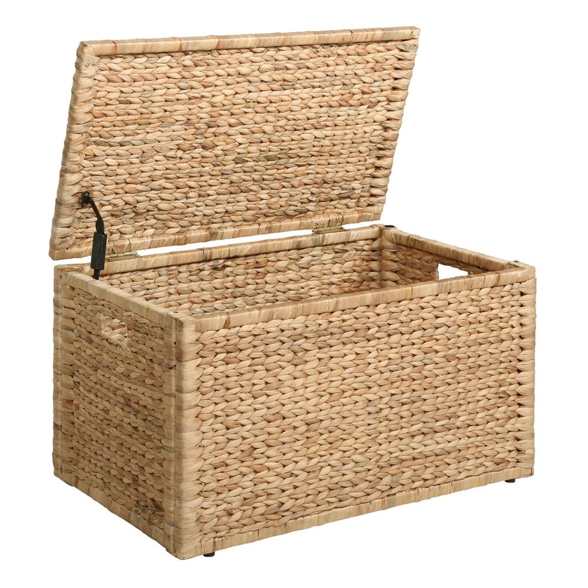 Natural Water Hyacinth Wicker Storage Trunk with Metal Frame