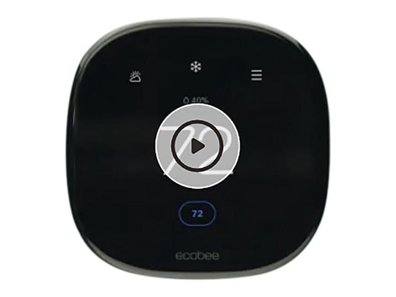 Black Square Smart Touchscreen Thermostat with WiFi and Voice Control