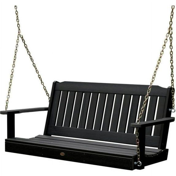 Black 4ft Synthetic Wood Outdoor Porch Swing