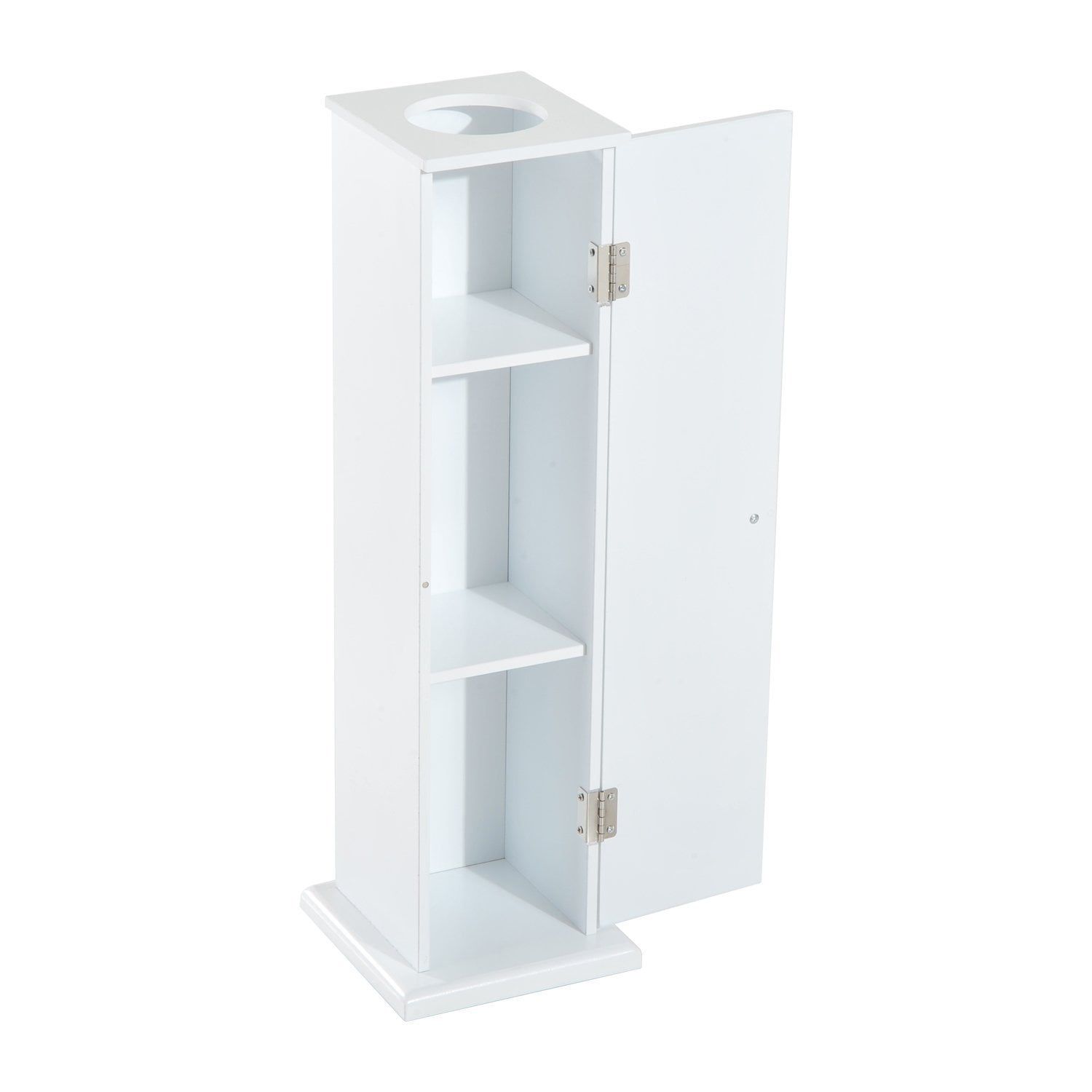 White Lockable Vertical Bathroom Storage Cabinet