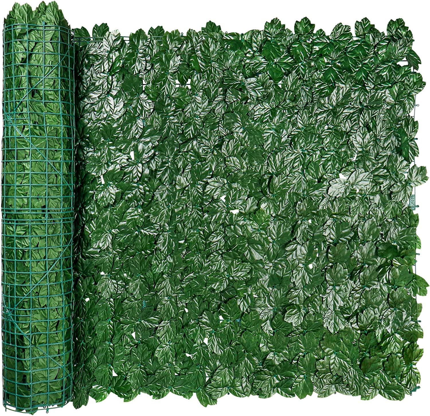 Green Artificial Ivy Privacy Fence Screen, 39" x 157" Faux Maple Leaf Panels