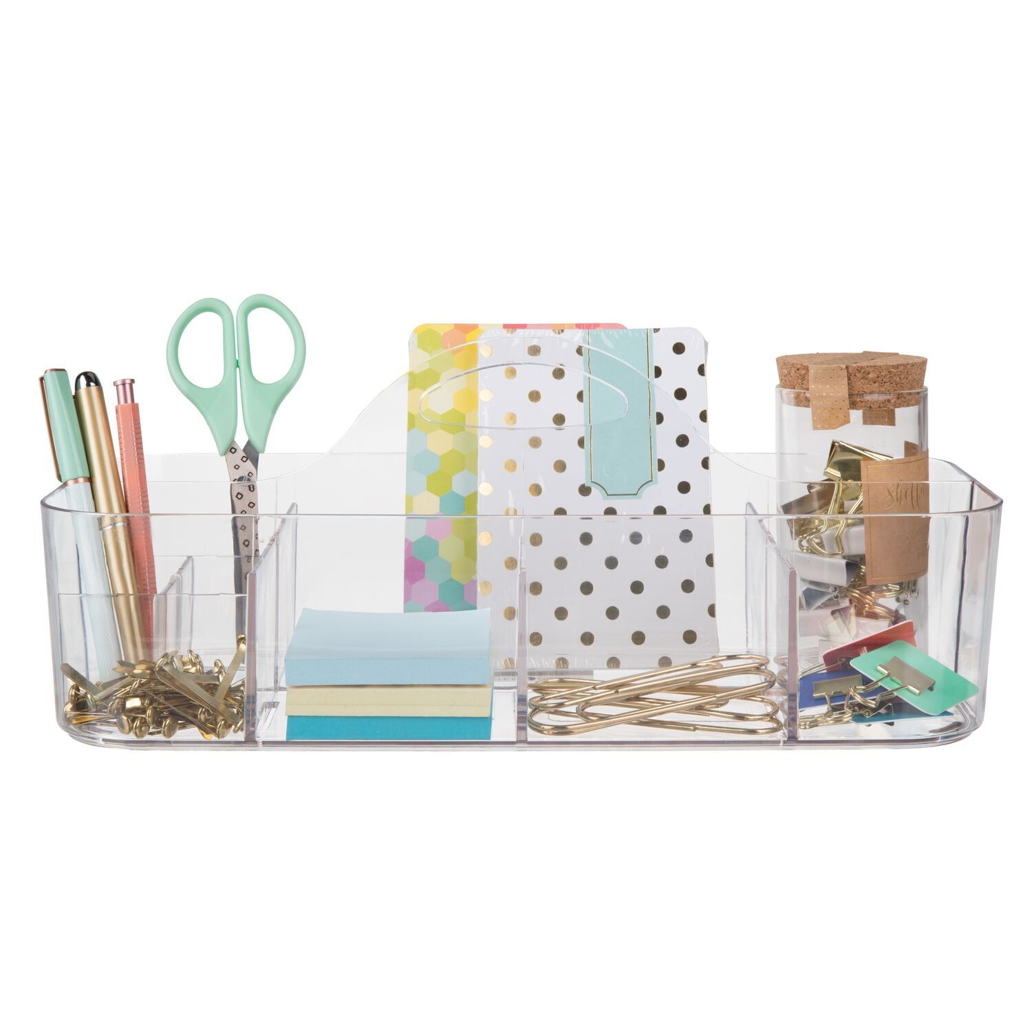 Clear Large Plastic Tabletop Organizer with Handle