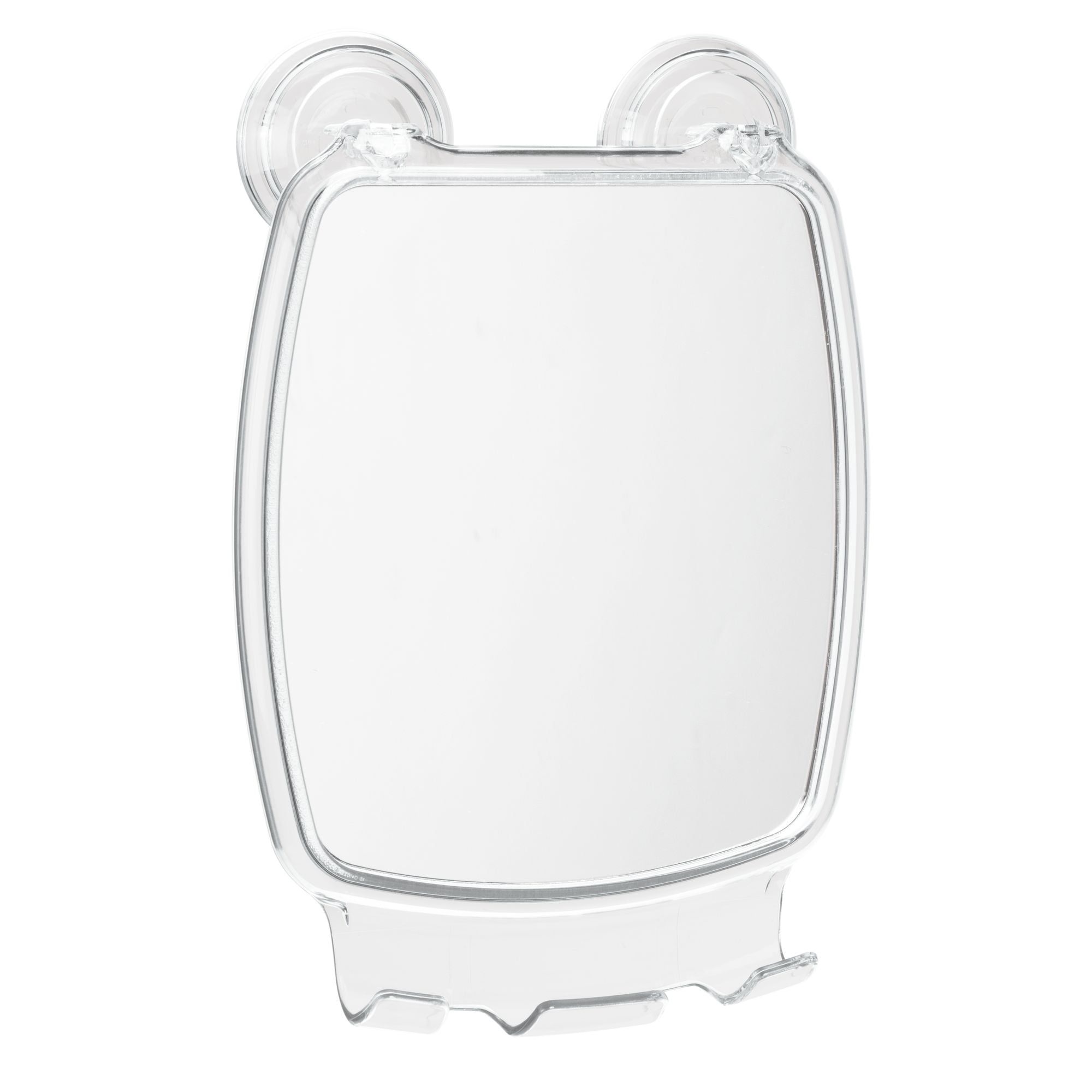 Clear Plastic Fog-Free Rectangular Suction Shower Mirror with Hooks