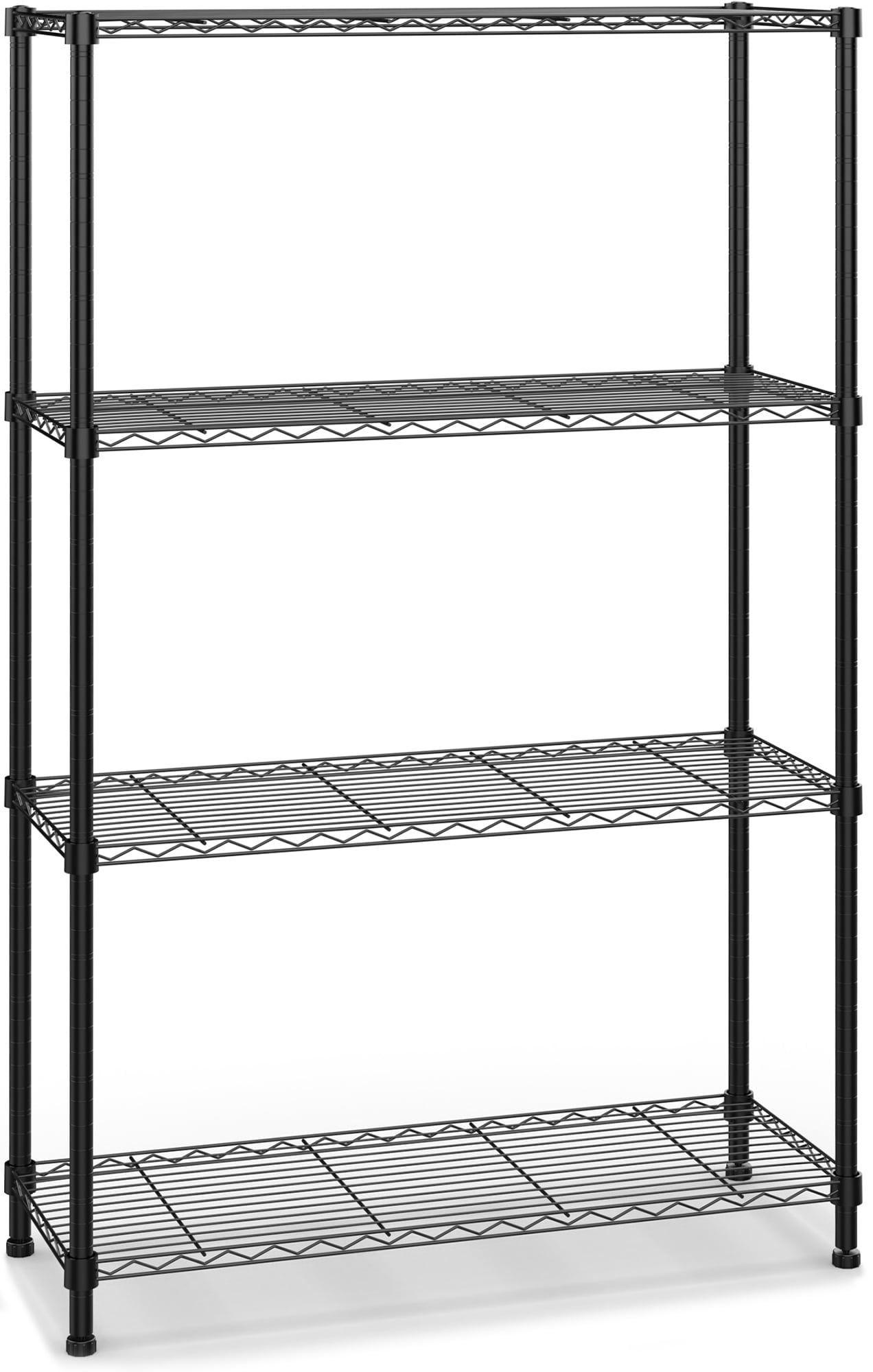 Black 4-Tier Adjustable Steel Wire Storage Shelf