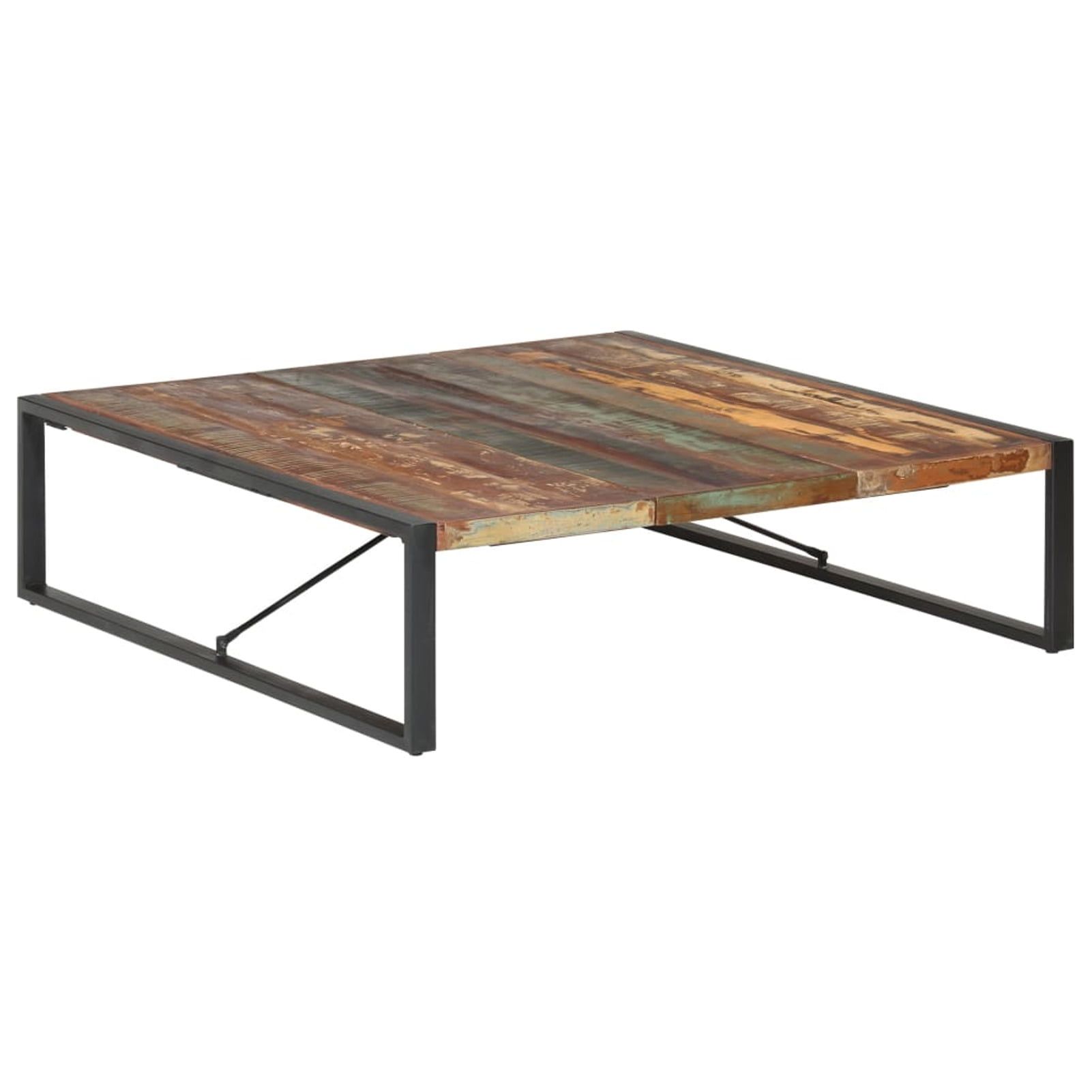 Industrial Reclaimed Wood and Metal Coffee Table, 55.1" Square