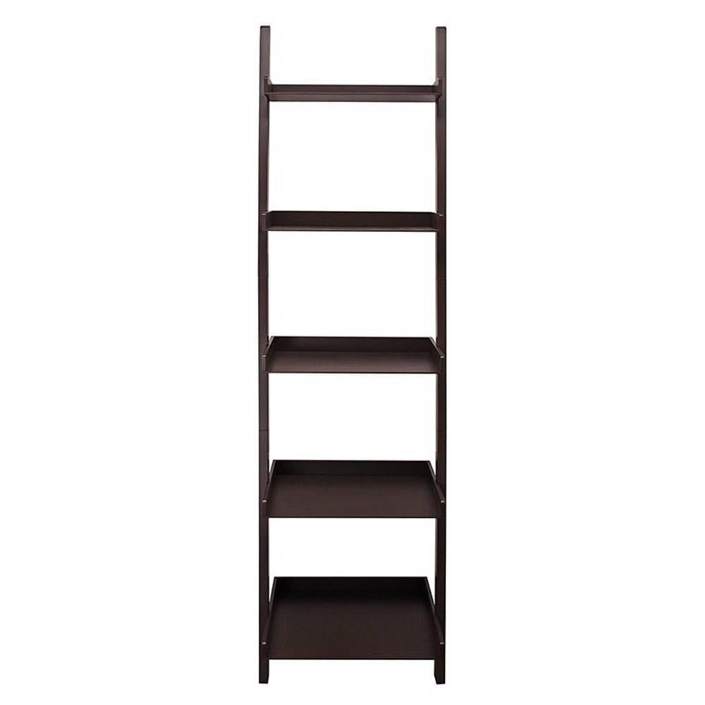 Espresso Modern 5-Tier Ladder Bookshelf in Sleek Wood Finish