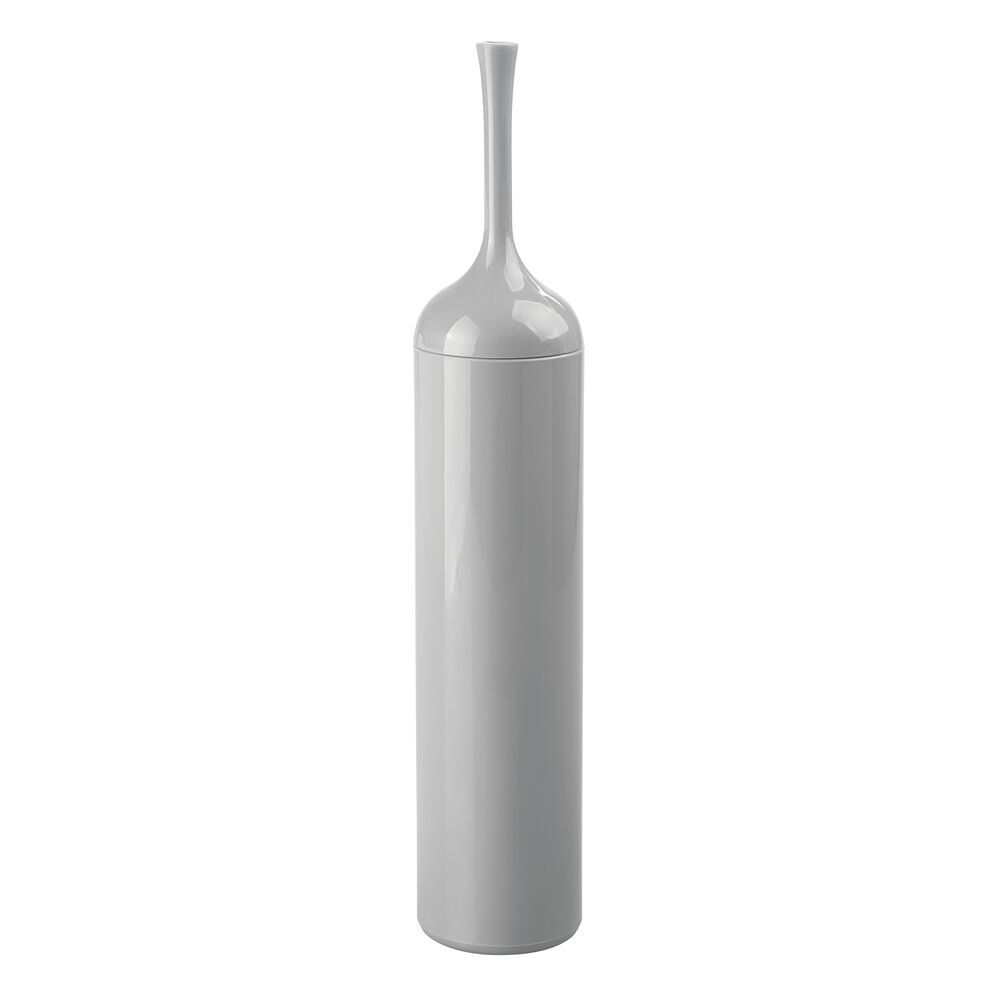 Gray Slim Plastic Toilet Brush Holder with Sturdy Bristles