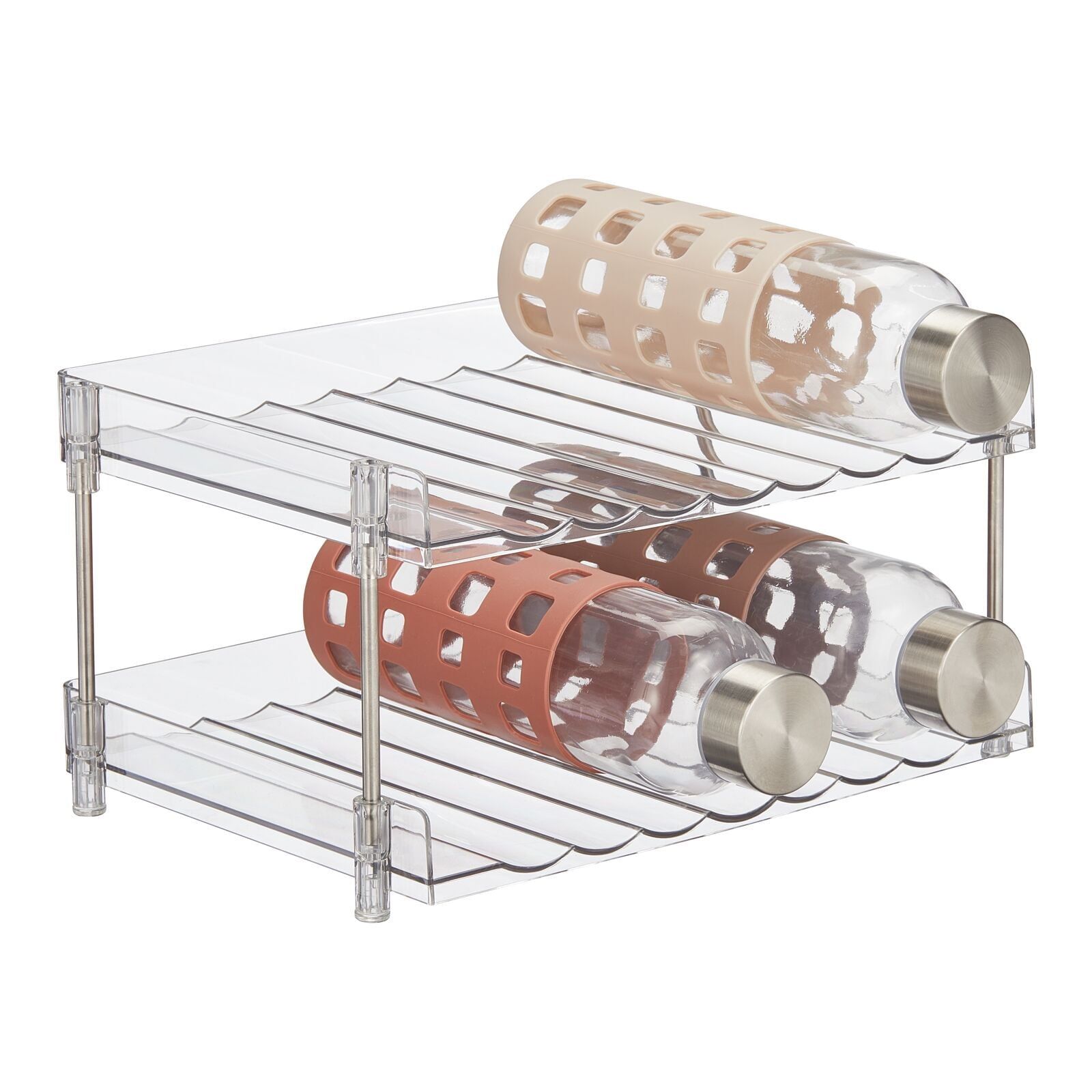 Clear Acrylic and Chrome 2-Tier Stackable Bottle Holder