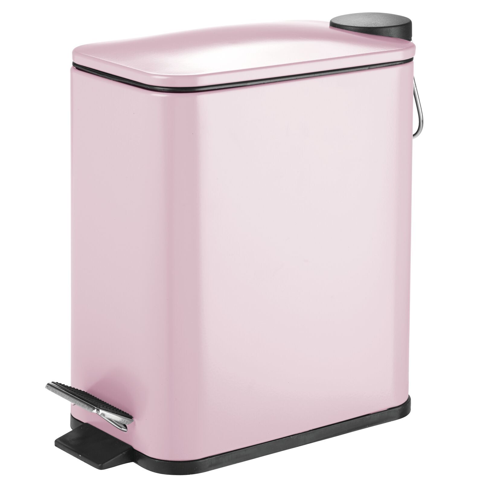 Matte Blush Slim Plastic Pedal Kitchen Trash Can