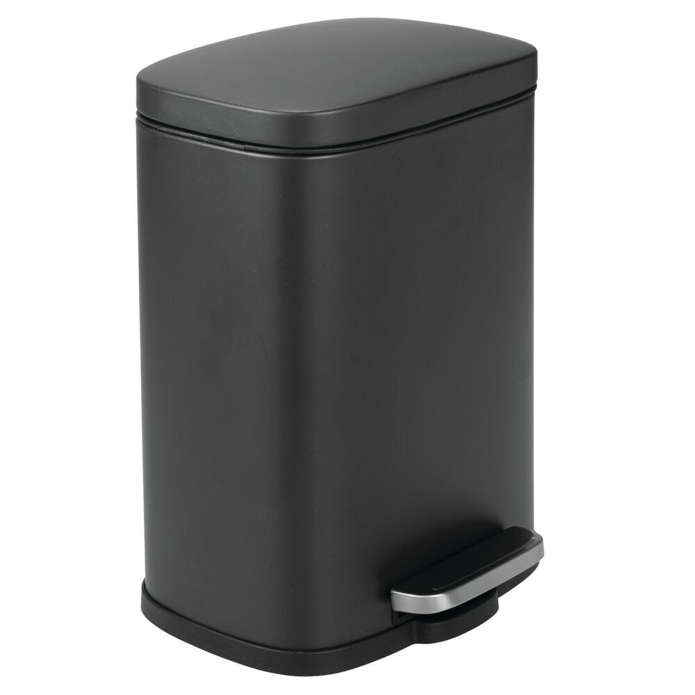 Black Stainless Steel Rectangular Pedal Trash Can, 1.3 Gallon