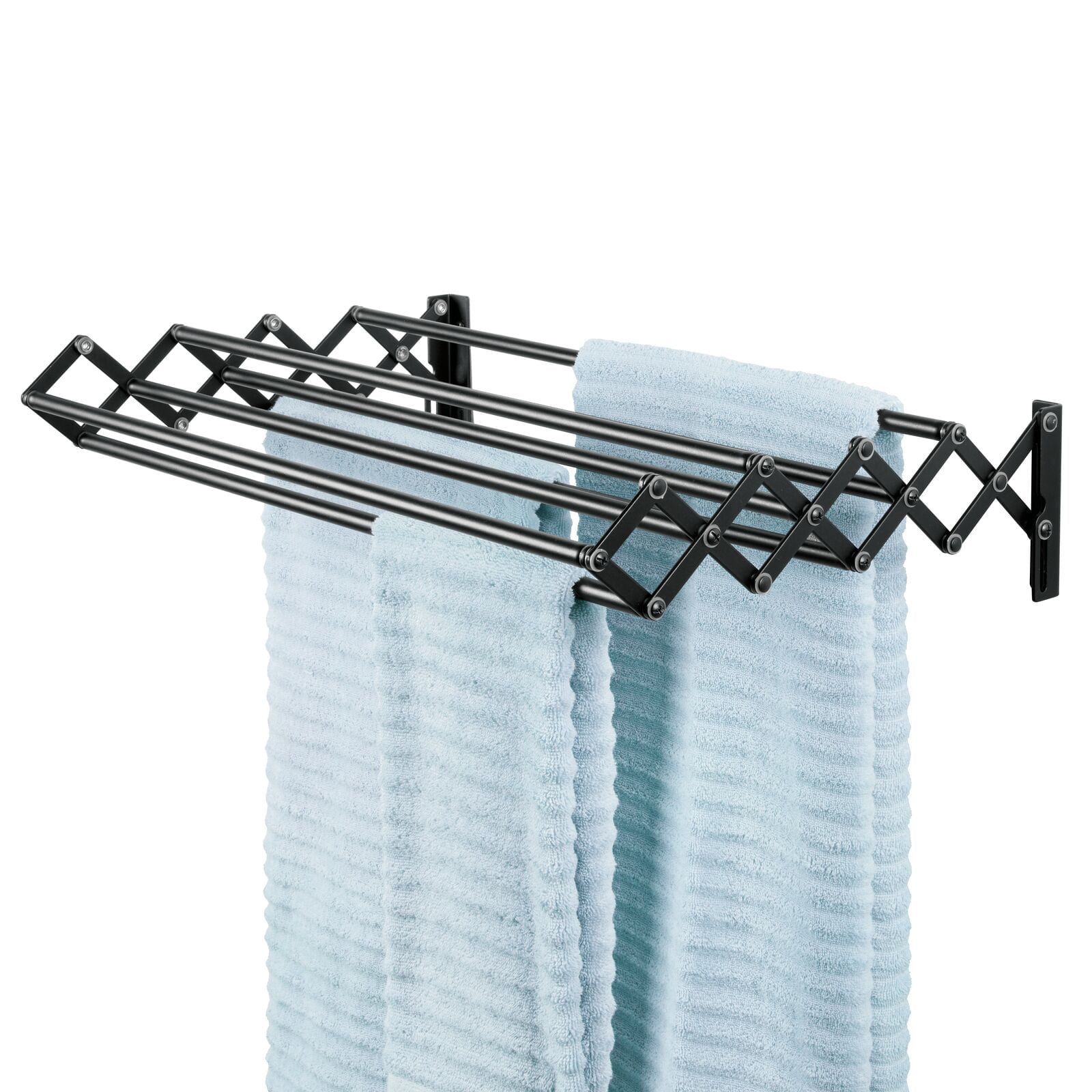 Black Steel Wall Mount Accordion Expandable Drying Rack