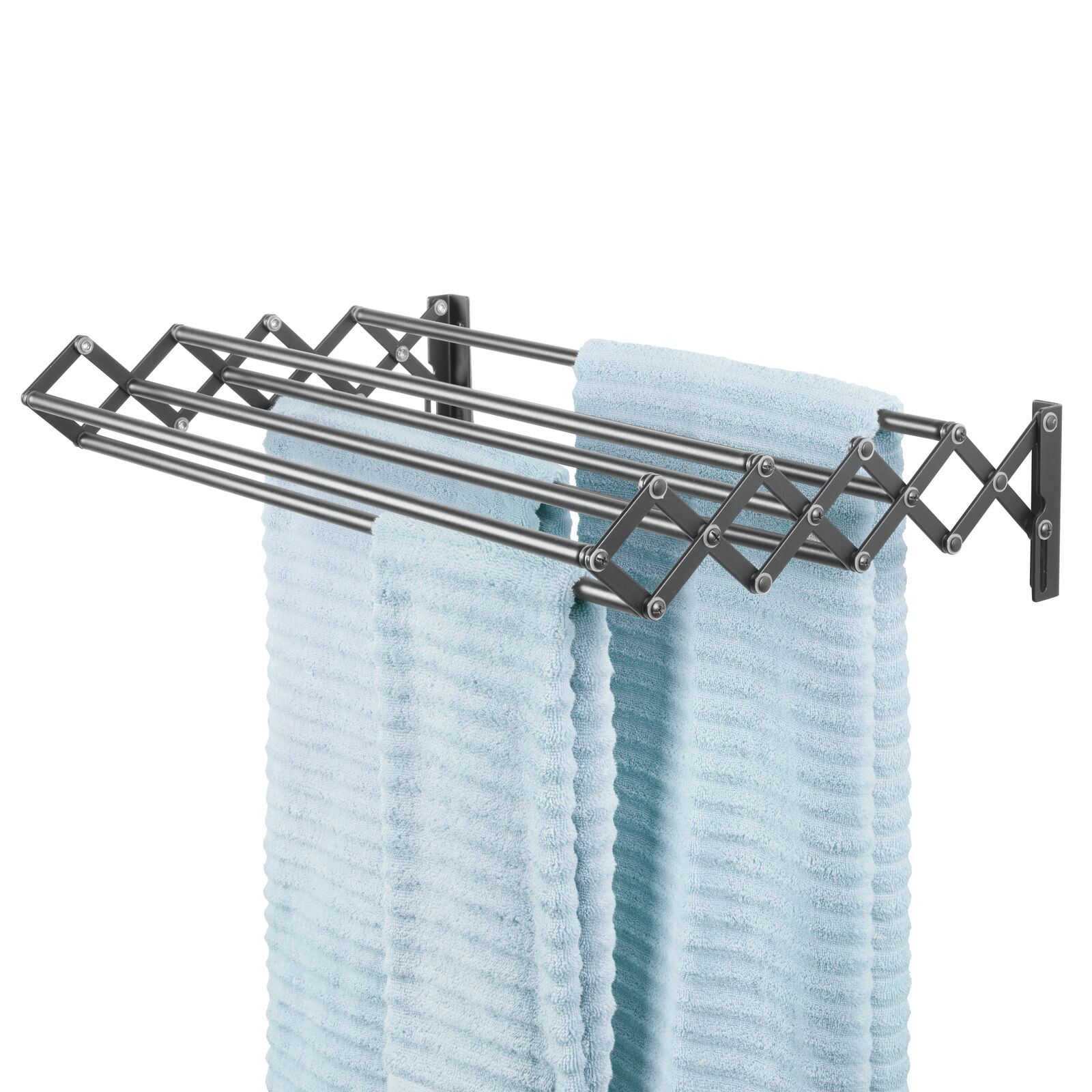 Graphite Gray Steel Wall Mount Accordion Clothes Drying Rack