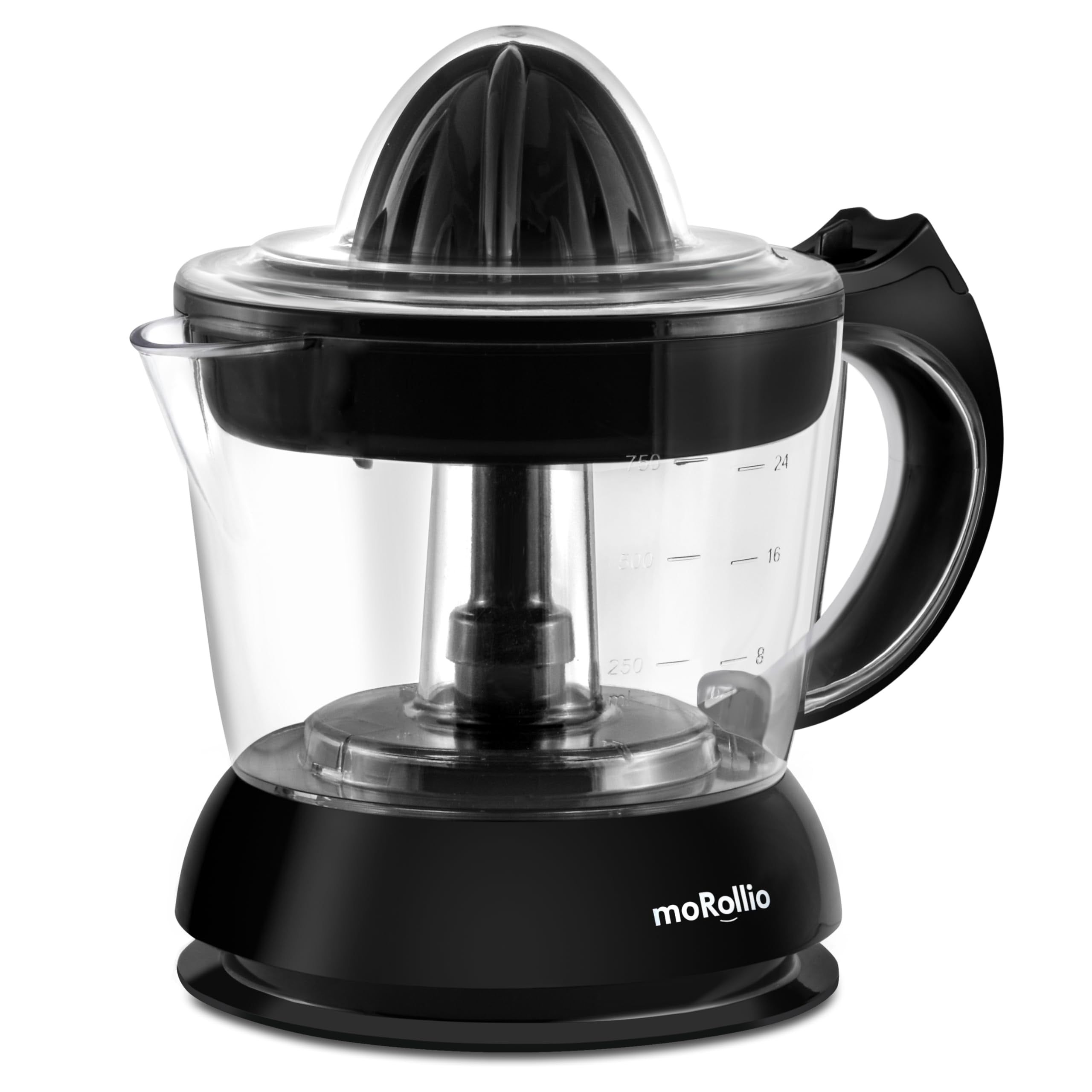 Compact Black Electric Citrus Juicer with Adjustable Pulp Control