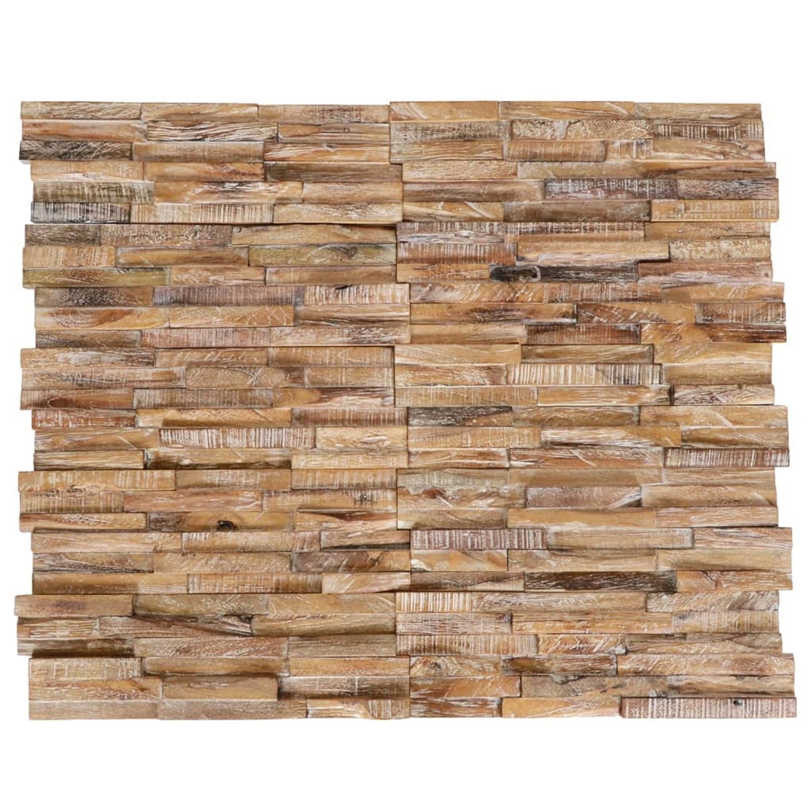 Whitewash 3D Solid Teak Wood Wall Cladding Panels