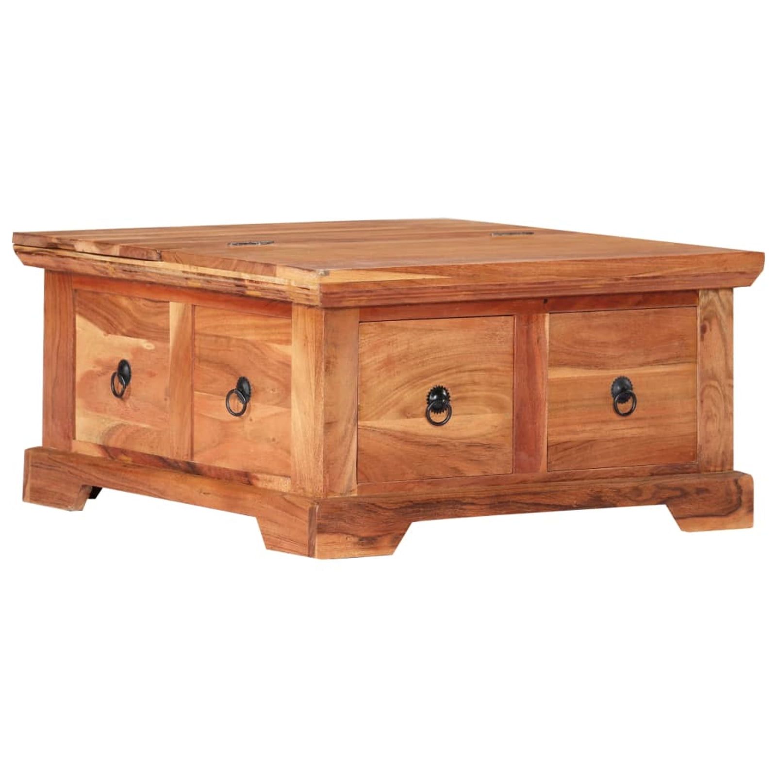 Rustic Medium Wood Rectangular Coffee Table with Storage