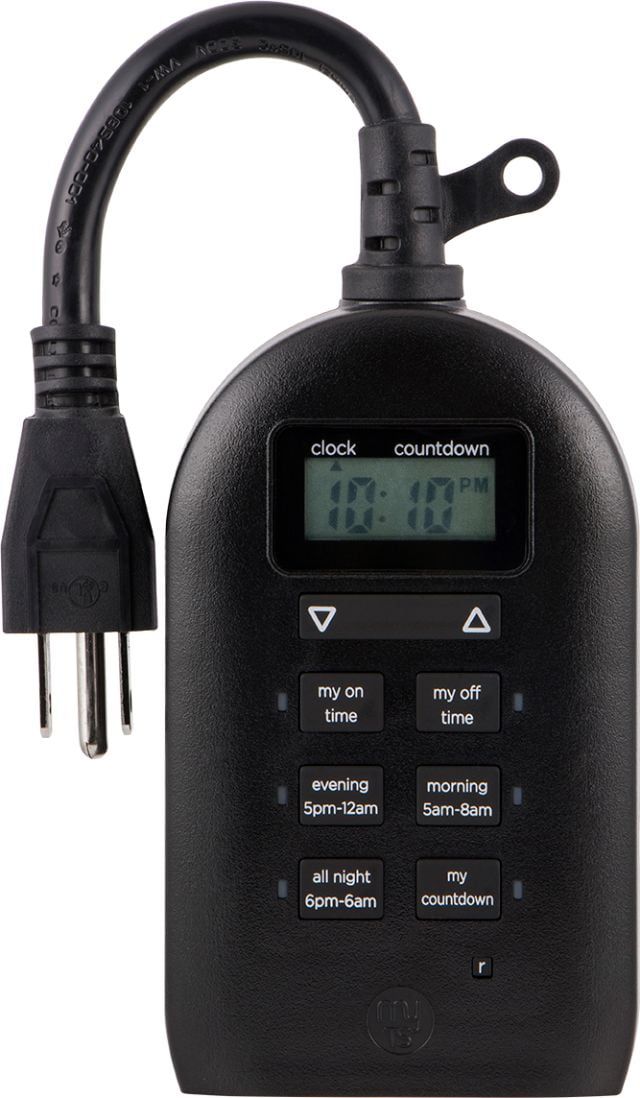 Black Dual Outlet Programmable Outdoor Digital Timer