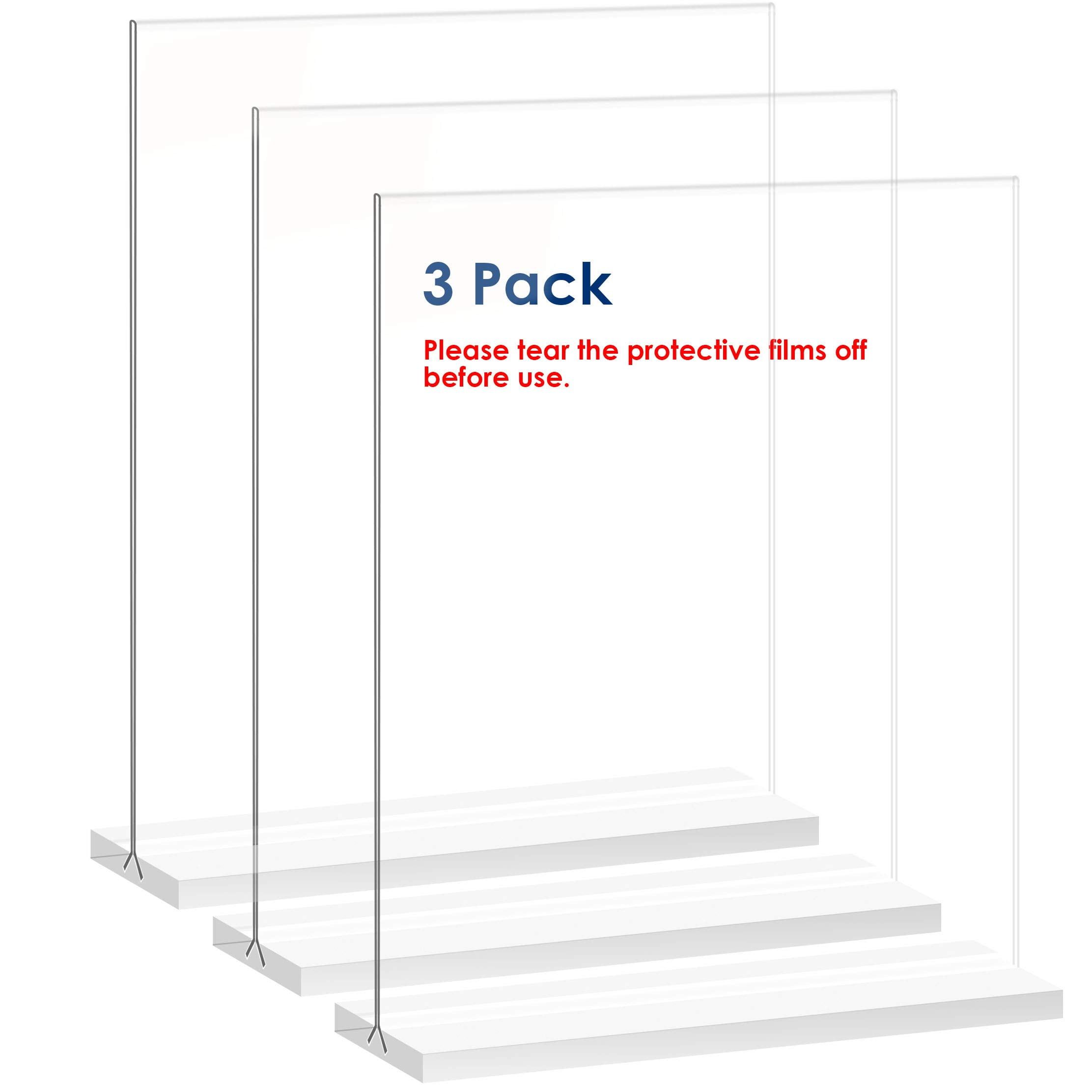 Clear Acrylic Double-Sided T-Shape Sign Holders, 3 Pack