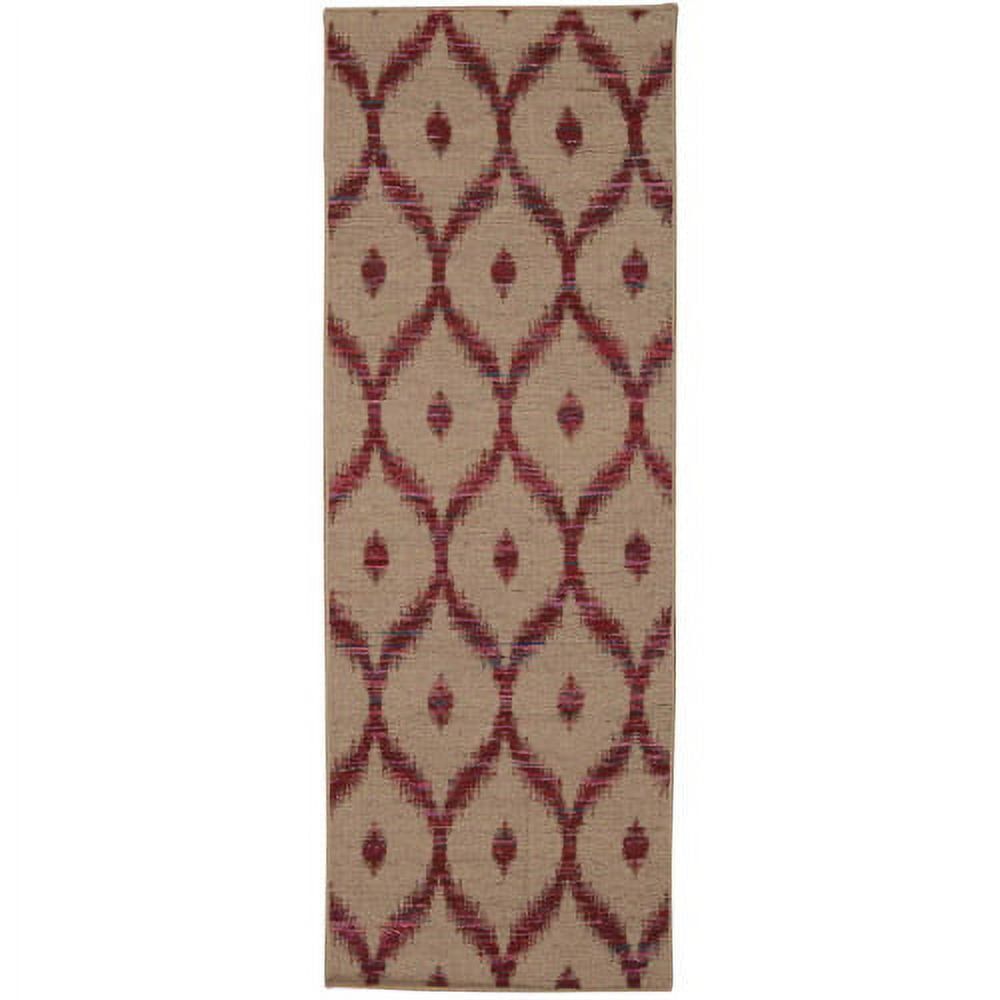 Tribal Elegance Hand-Woven Burgundy & Cream 8' x 10' Wool Blend Rug