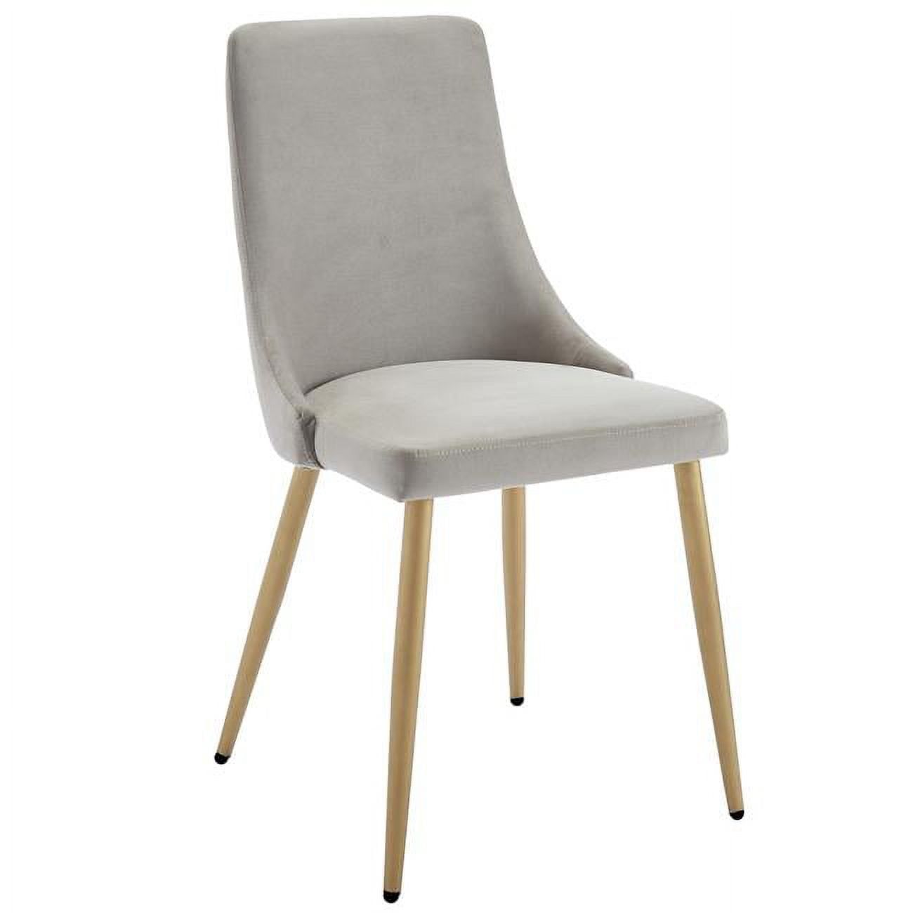 Elegant Gray Velvet Upholstered Side Chair with Brushed Gold Base