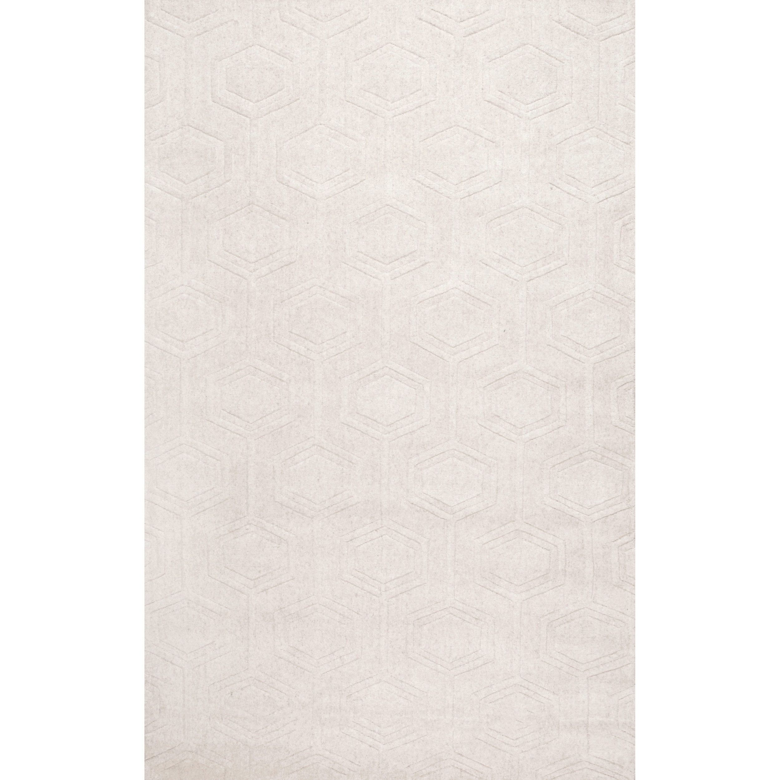 Handmade Ivory Geometric Tufted Wool Area Rug, 4' x 6'