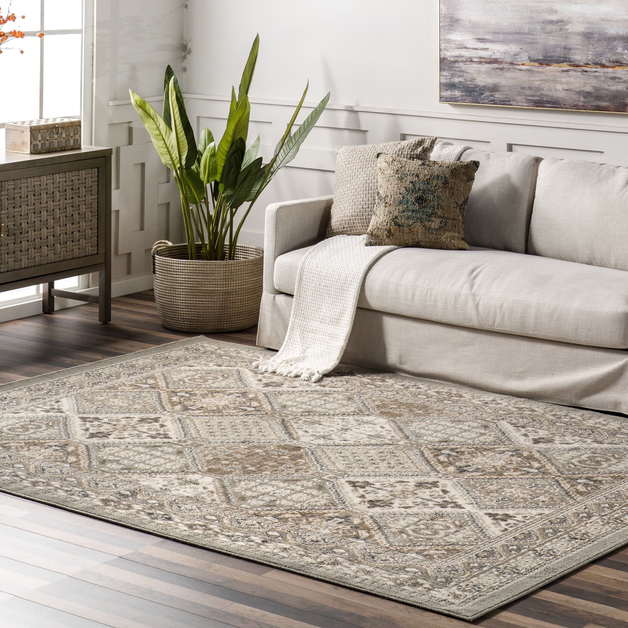 Becca Taupe and Gray Synthetic 2' x 3' Area Rug