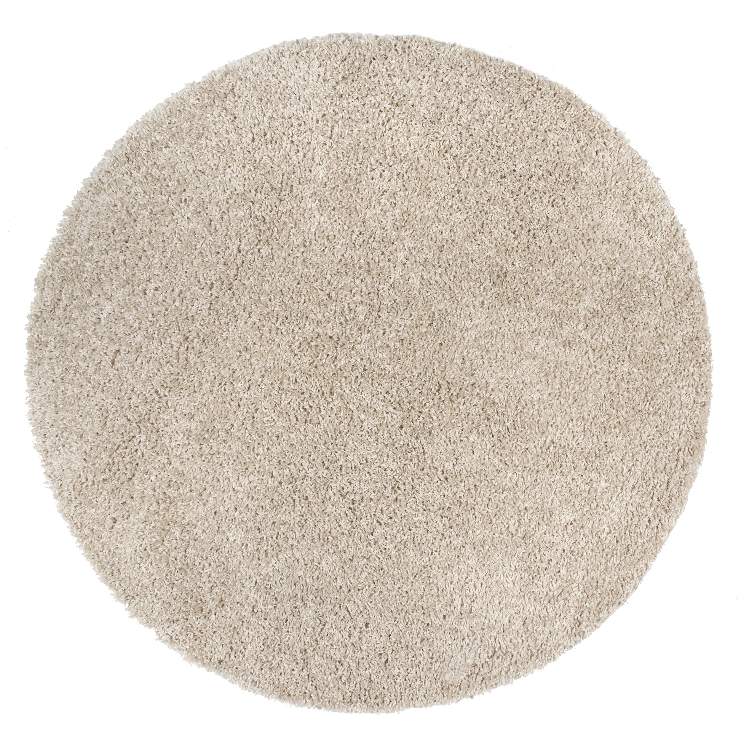 Plush Belleza Beige Round Shag Rug - 6' Synthetic Easy-Care