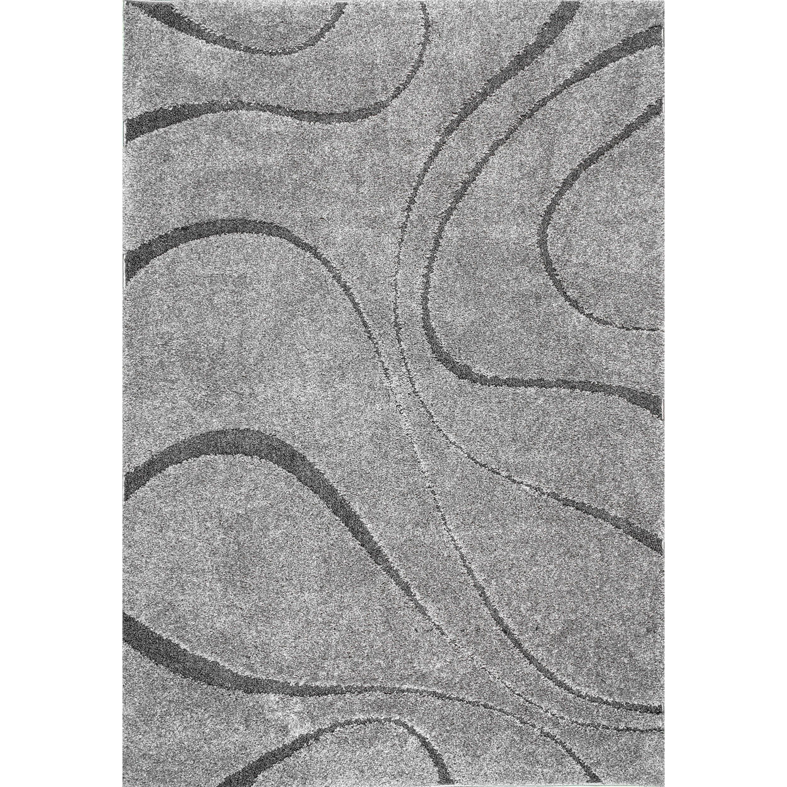 Dark Gray Abstract Pattern Shag Area Rug, 3' 3" x 5'