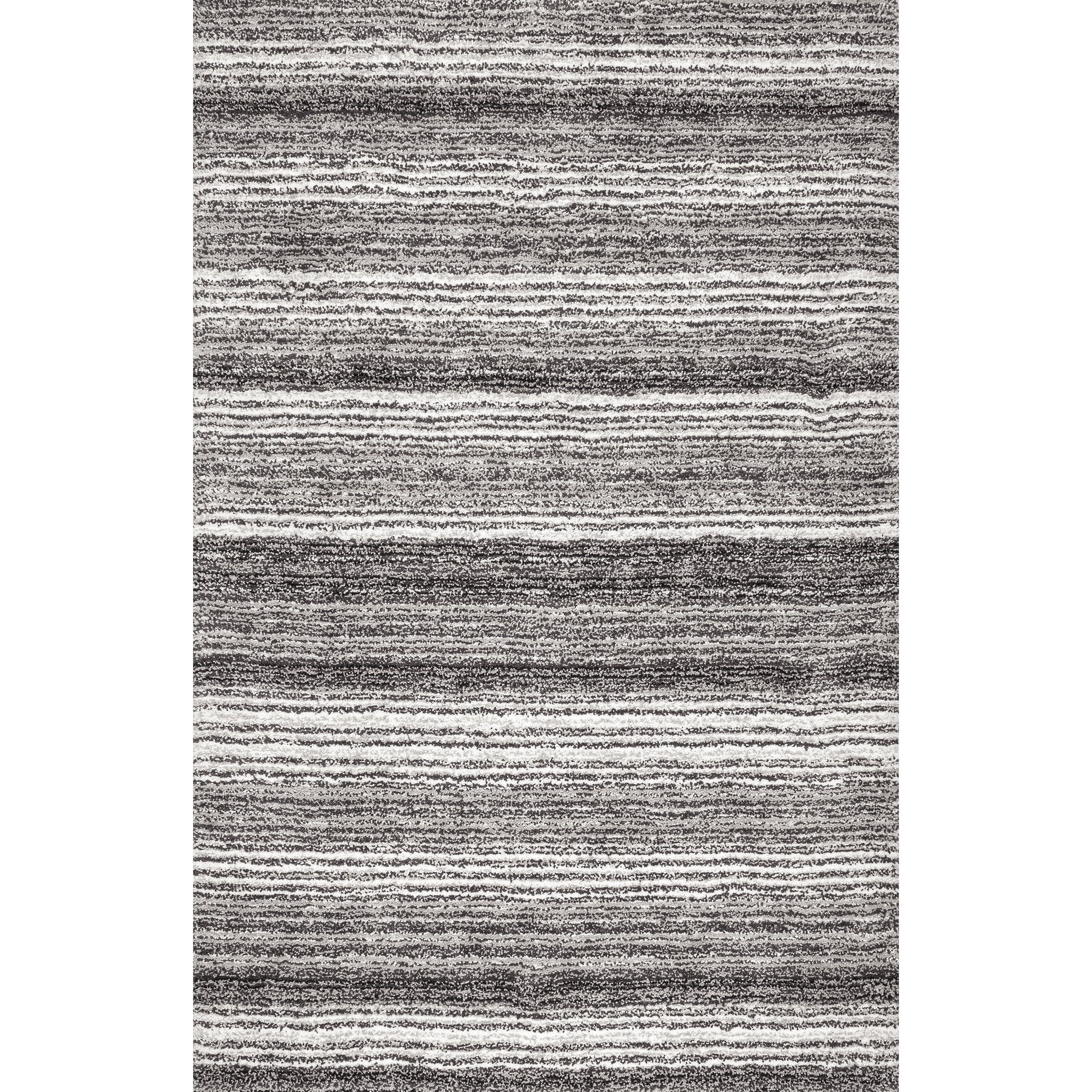 Gray Multi Striped Synthetic Shag Rug, 3' x 5'