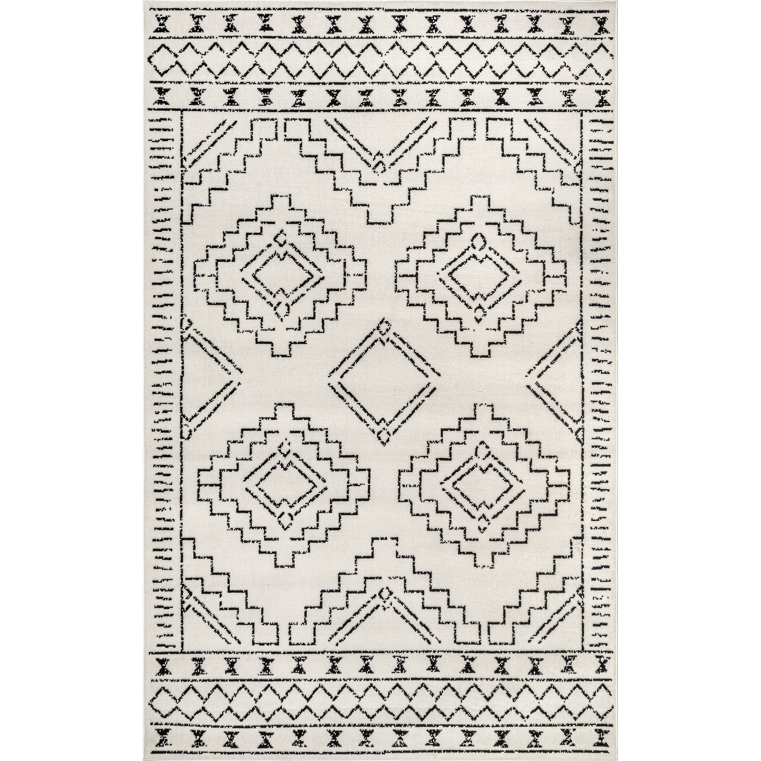 Reversible Gray Synthetic Moroccan Tribal 9' x 12' Area Rug