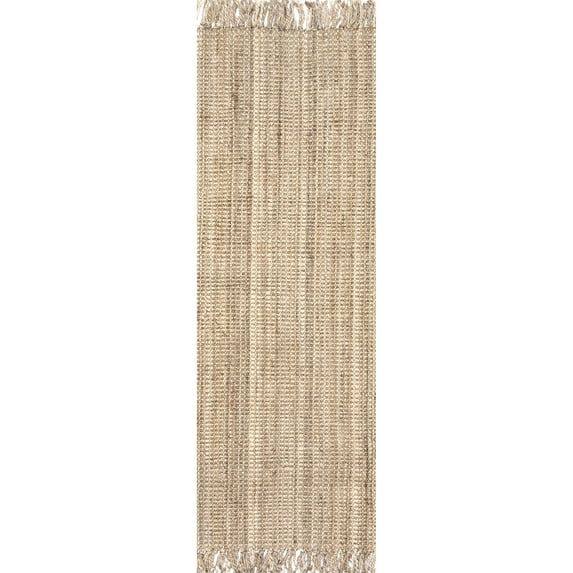 Handmade Tan Natural Jute Runner Rug, 2' 6" x 6'